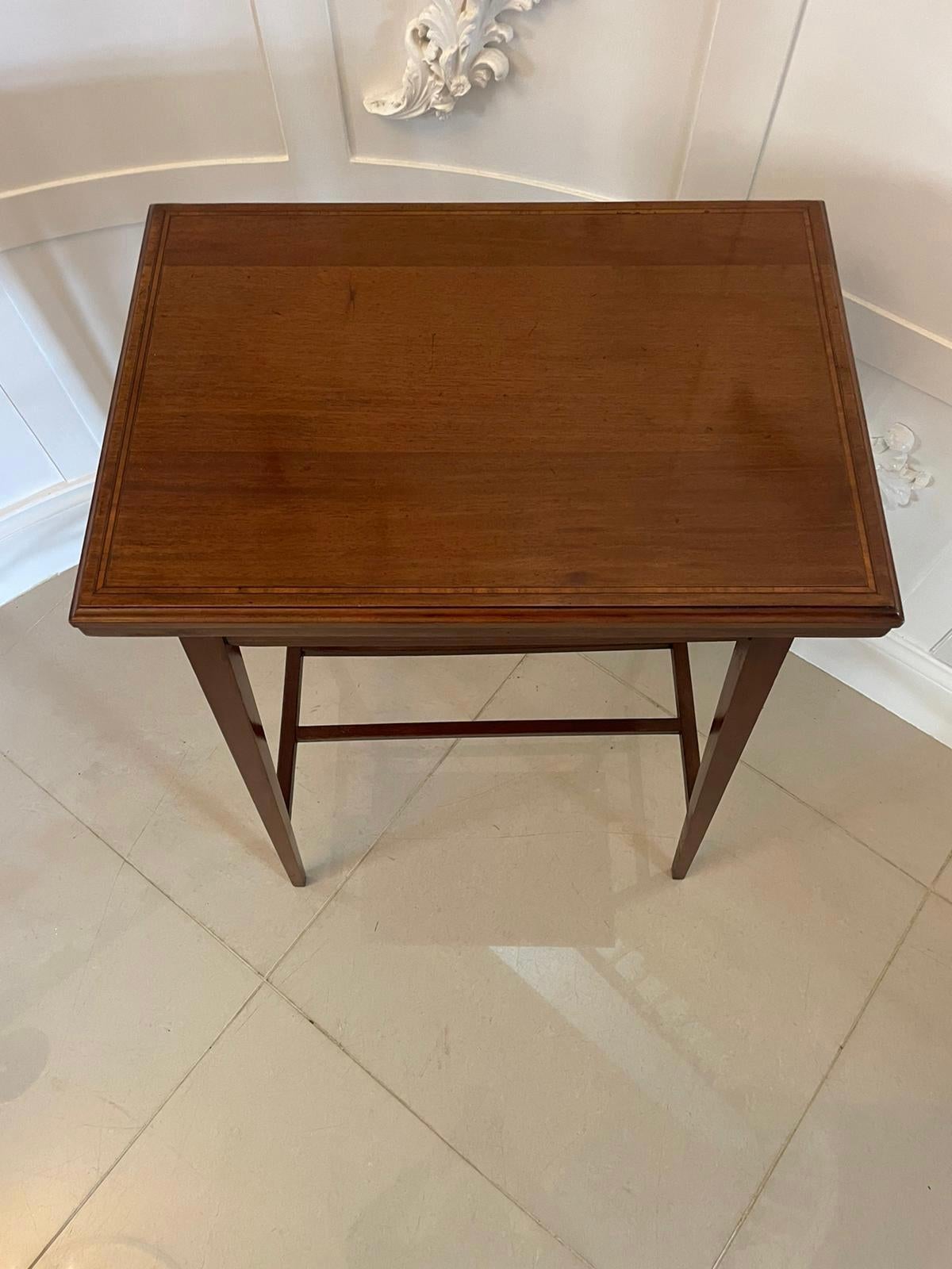 Antique Edwardian Quality Mahogany Inlaid Fold Over Card/Lamp Table For Sale 2