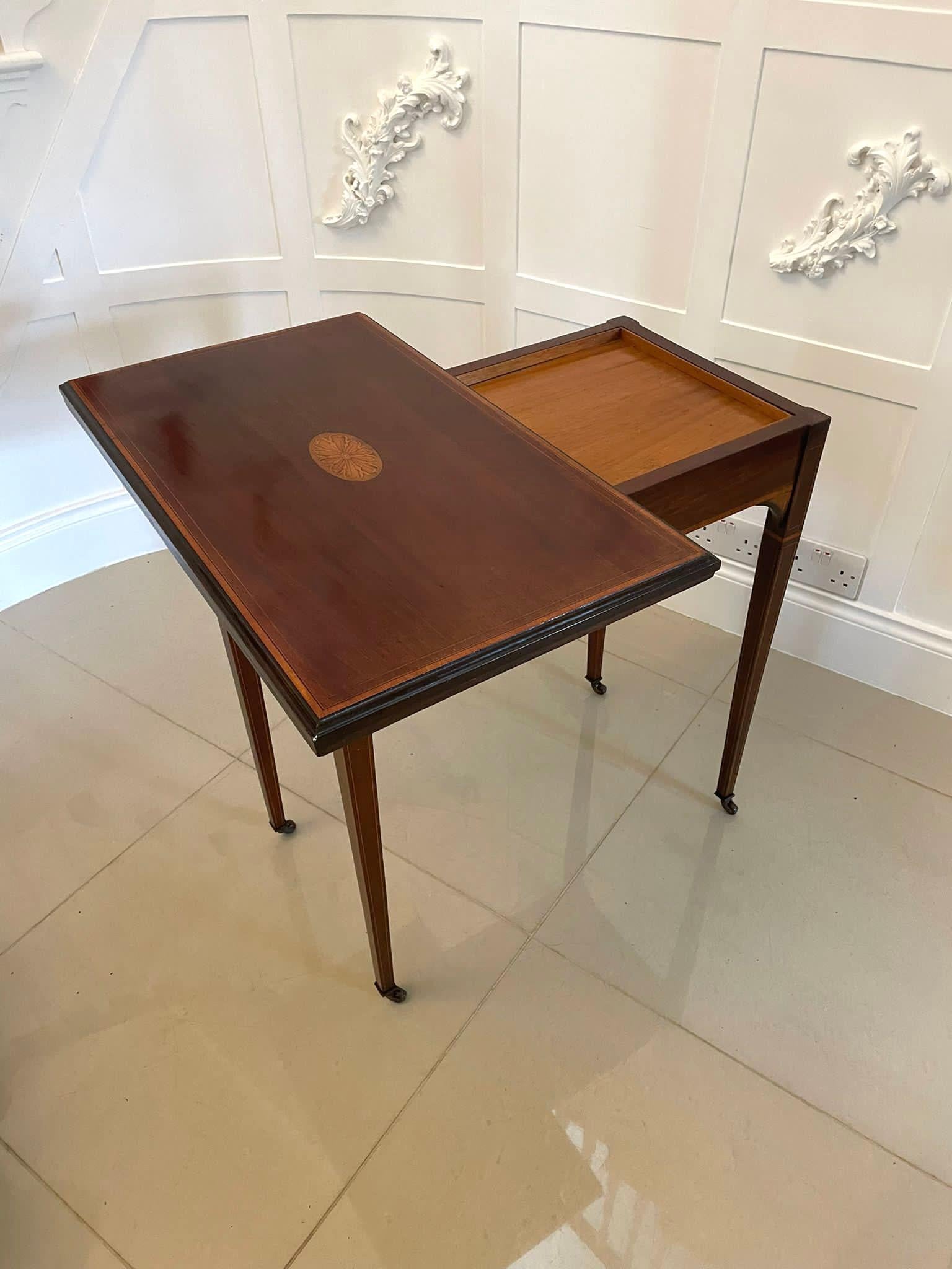 Other Antique Edwardian Quality Mahogany Inlaid Games Table  For Sale