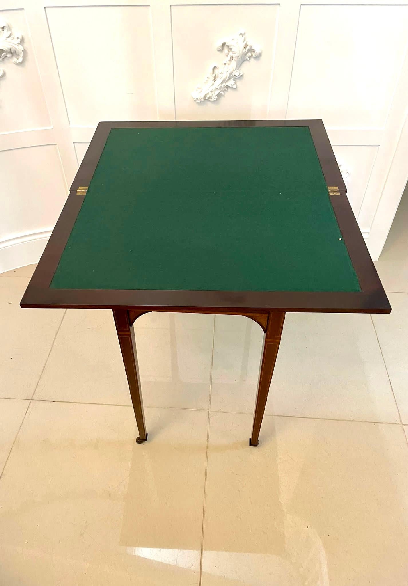 Antique Edwardian Quality Mahogany Inlaid Games Table  For Sale 1