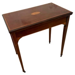 Antique Edwardian Quality Mahogany Inlaid Games Table
