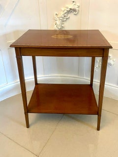 Antique Edwardian Quality Mahogany Inlaid Lamp Table