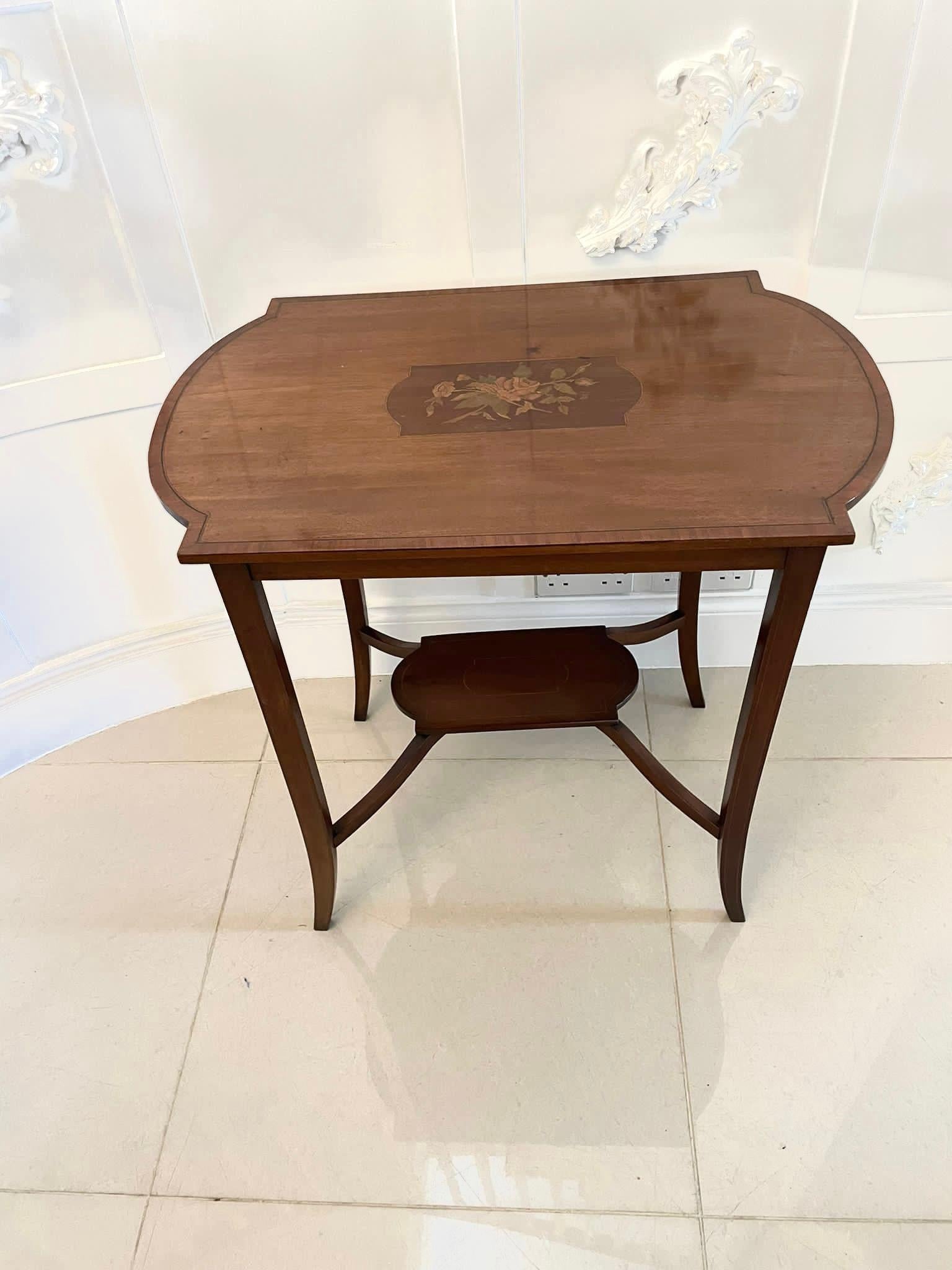 English Antique Edwardian Quality Mahogany Inlaid Lamp Table For Sale