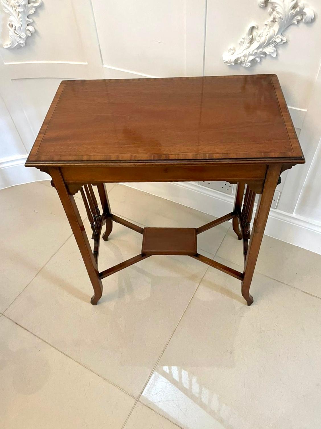 English Antique Edwardian Quality Mahogany Inlaid Lamp Table  For Sale