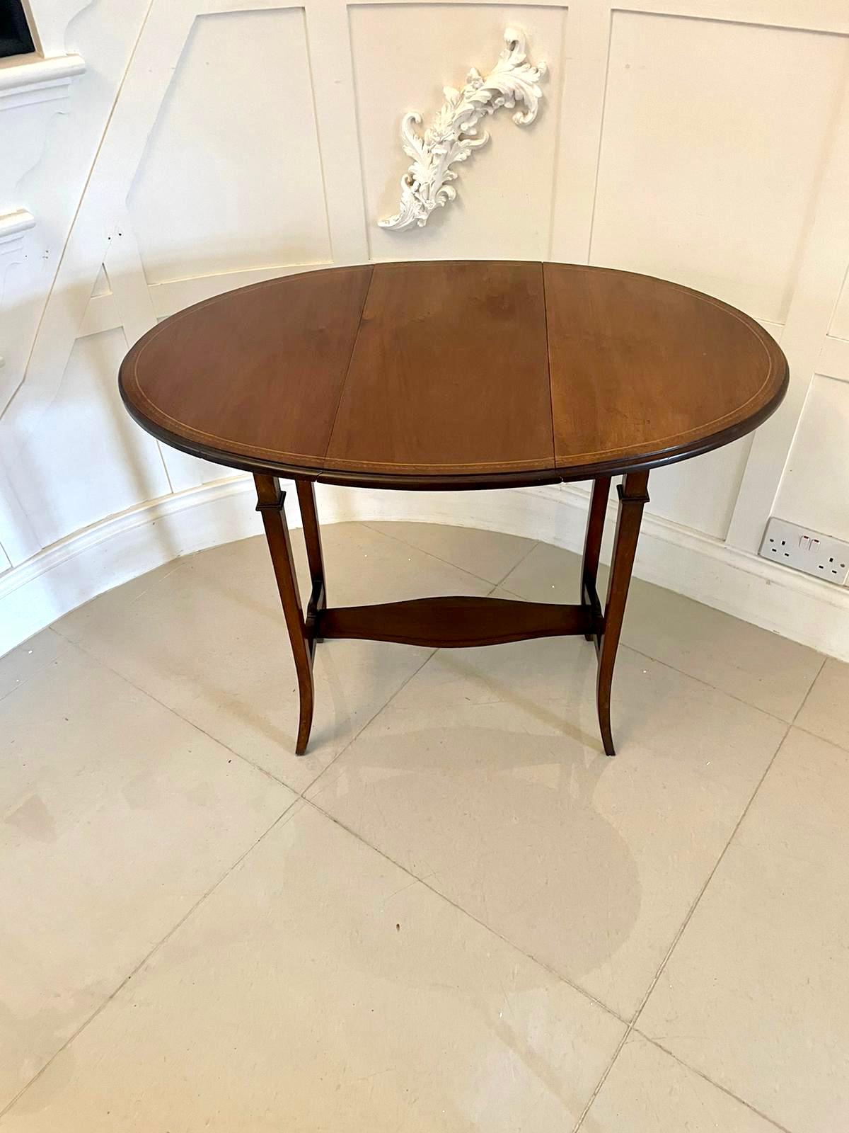 Antique Edwardian Quality Mahogany Inlaid Lamp Table In Good Condition For Sale In Suffolk, GB