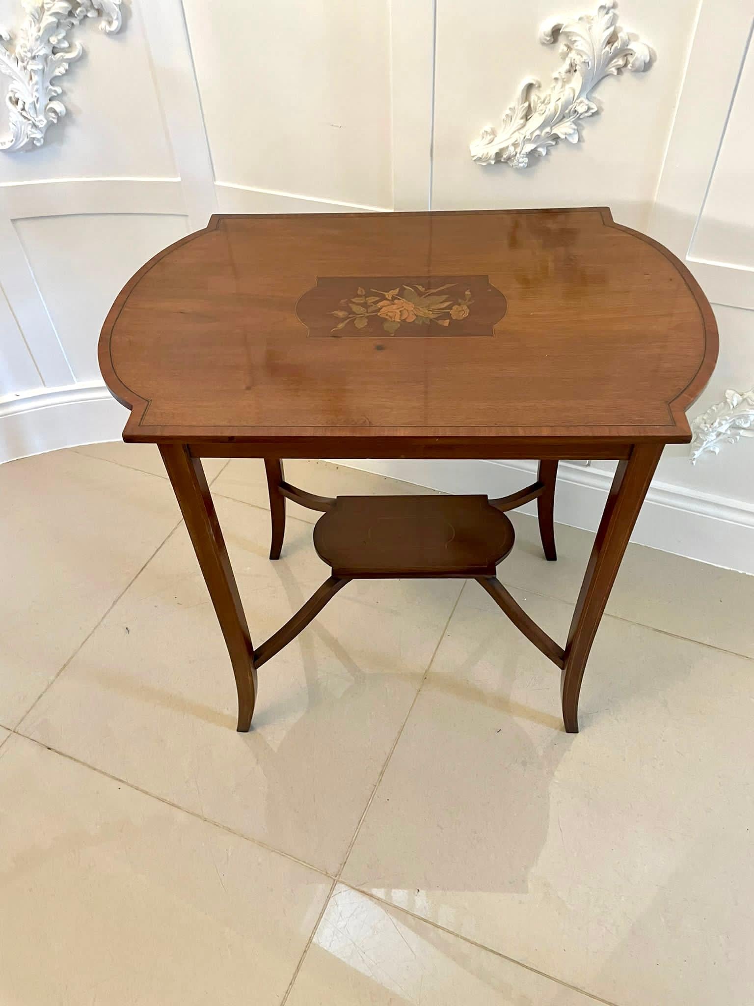Early 20th Century Antique Edwardian Quality Mahogany Inlaid Lamp Table For Sale
