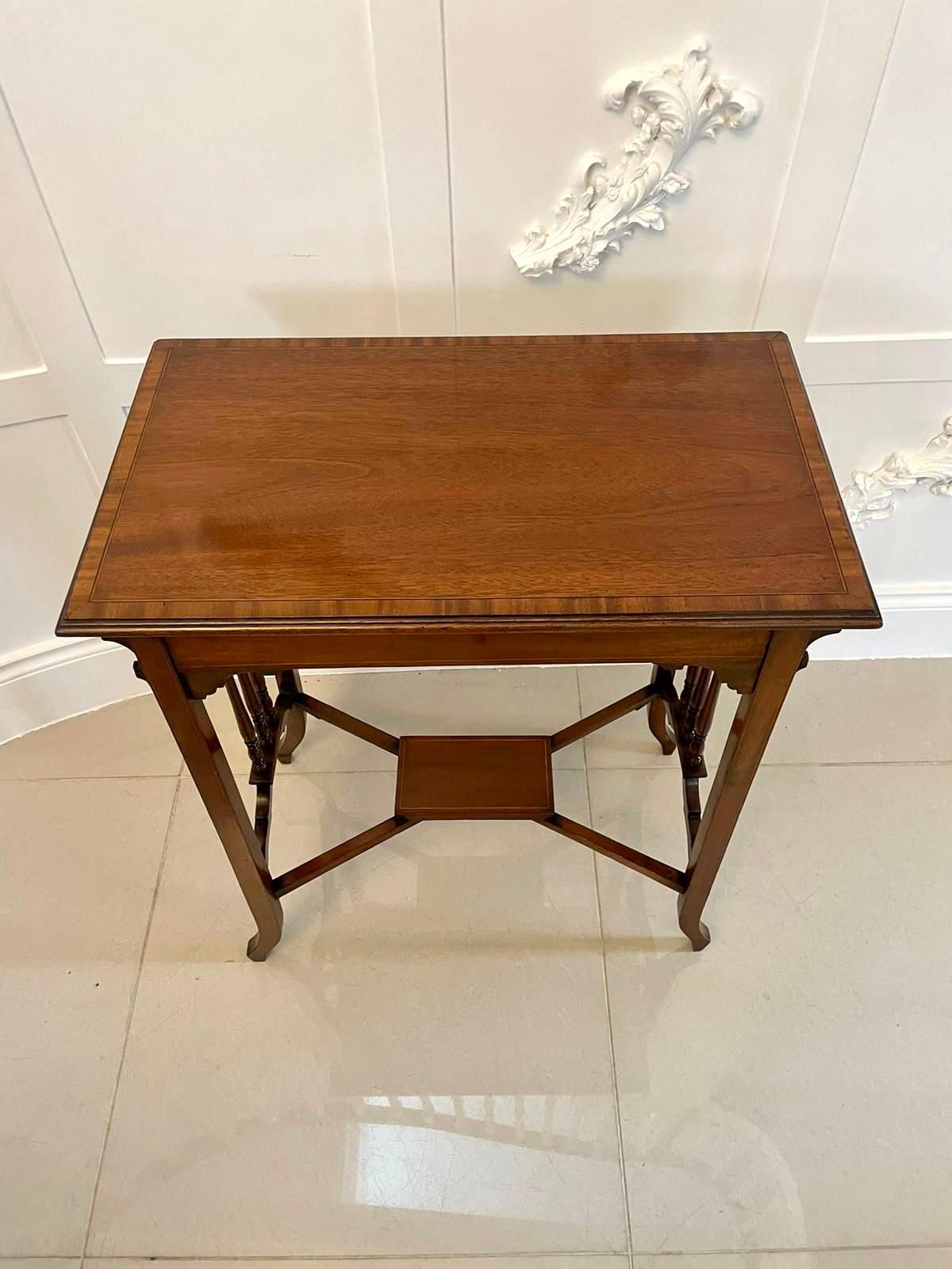 Early 20th Century Antique Edwardian Quality Mahogany Inlaid Lamp Table  For Sale