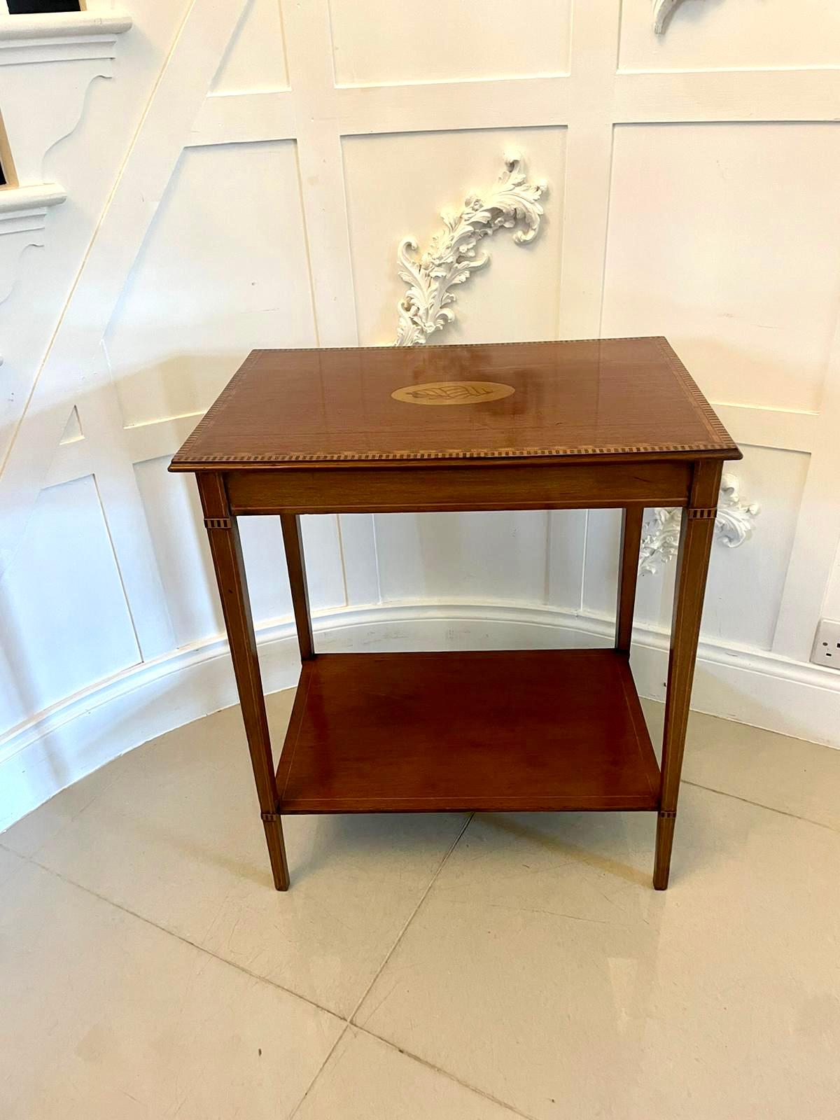 20th Century Antique Edwardian Quality Mahogany Inlaid Lamp Table  For Sale
