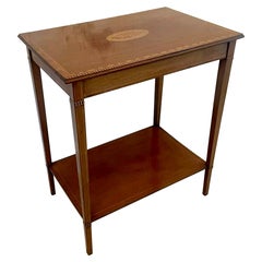 Antique Edwardian Quality Mahogany Inlaid Lamp Table