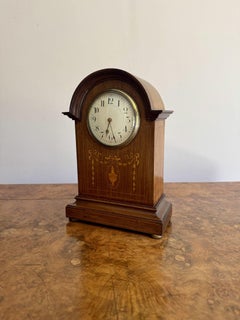 Antique Edwardian quality mahogany inlaid mantle clock