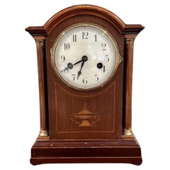 Antique Edwardian quality mahogany inlaid mantle clock