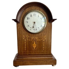 Antique Edwardian quality mahogany inlaid mantle clock