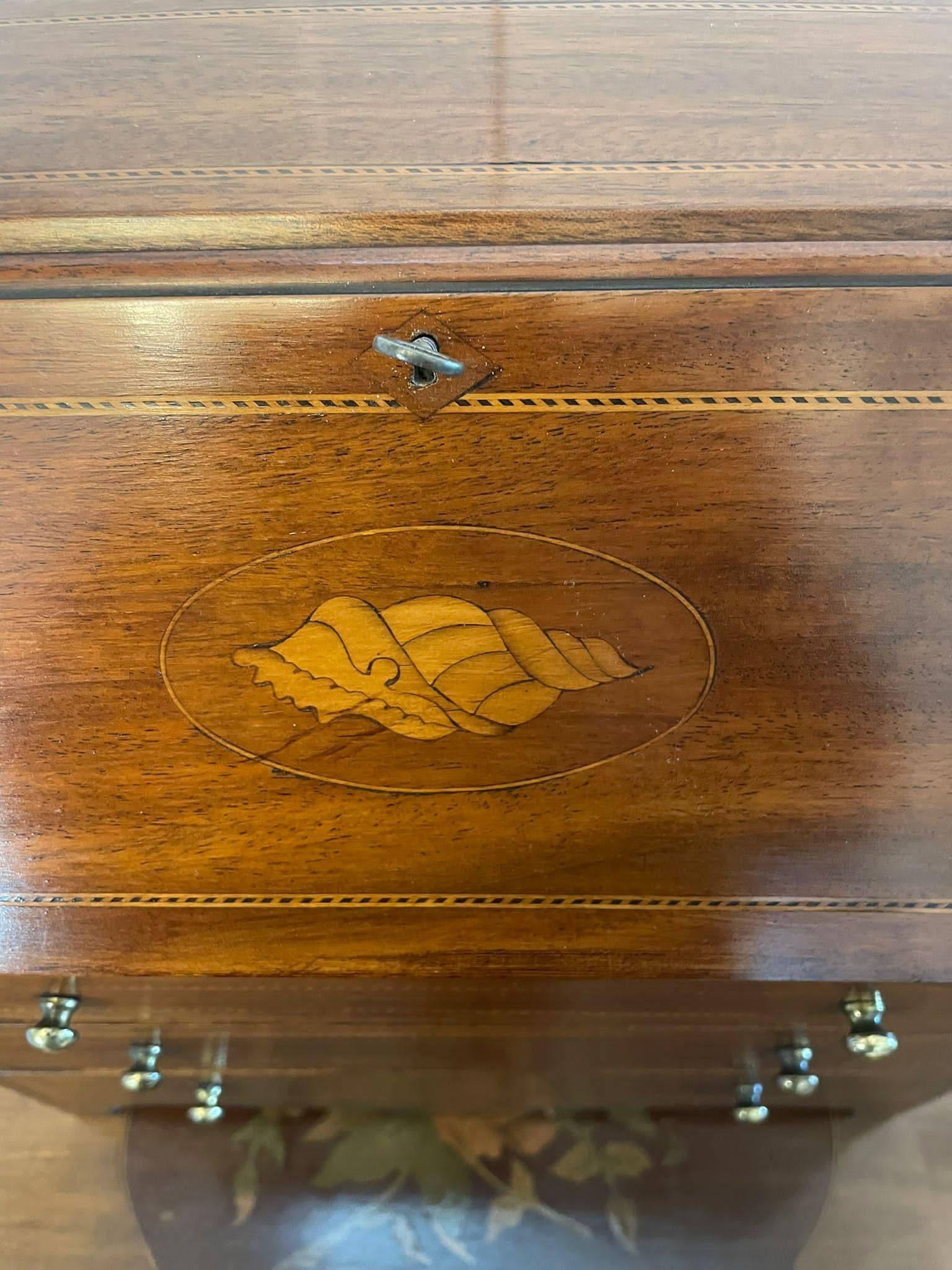 Early 20th Century Antique Edwardian Quality Mahogany Inlaid Miniature Bureau