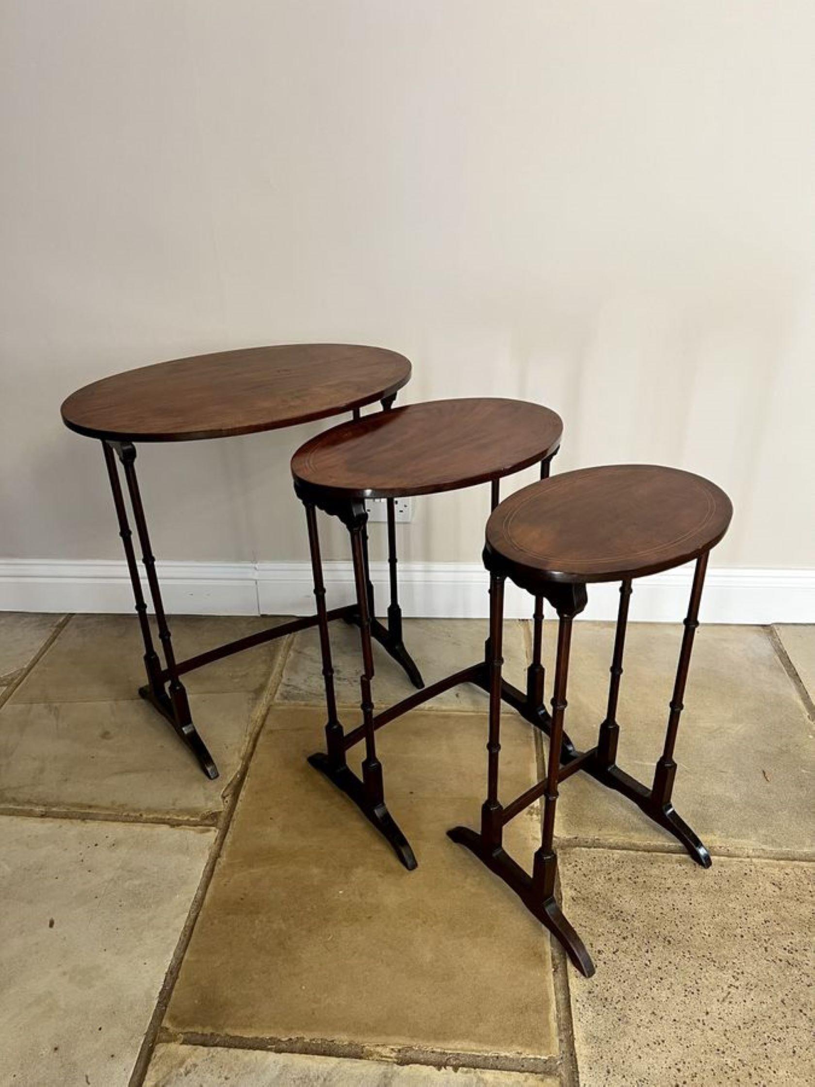 20th Century Antique Edwardian quality mahogany inlaid nest of three tables  For Sale