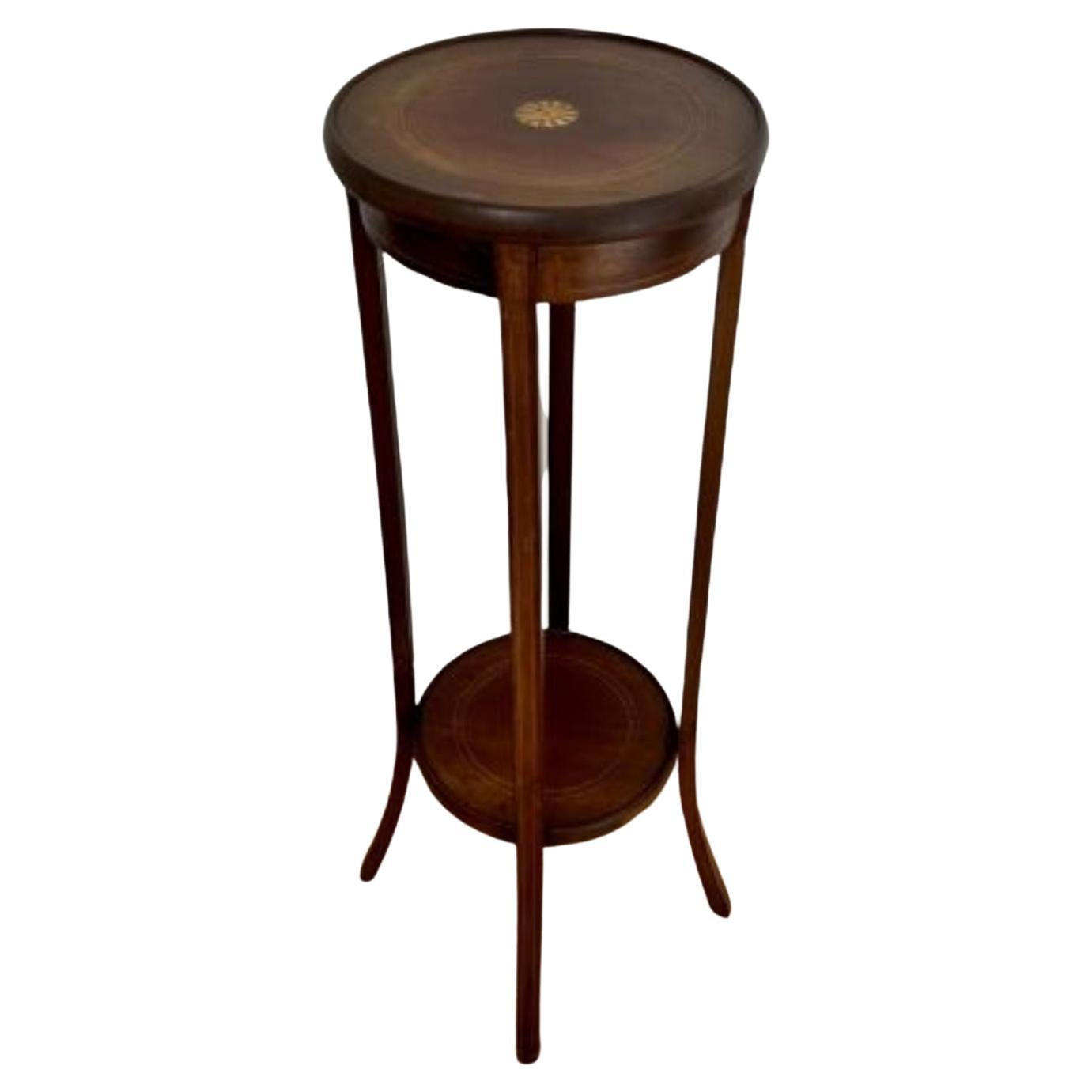 Antique Edwardian quality mahogany inlaid plant stand  For Sale