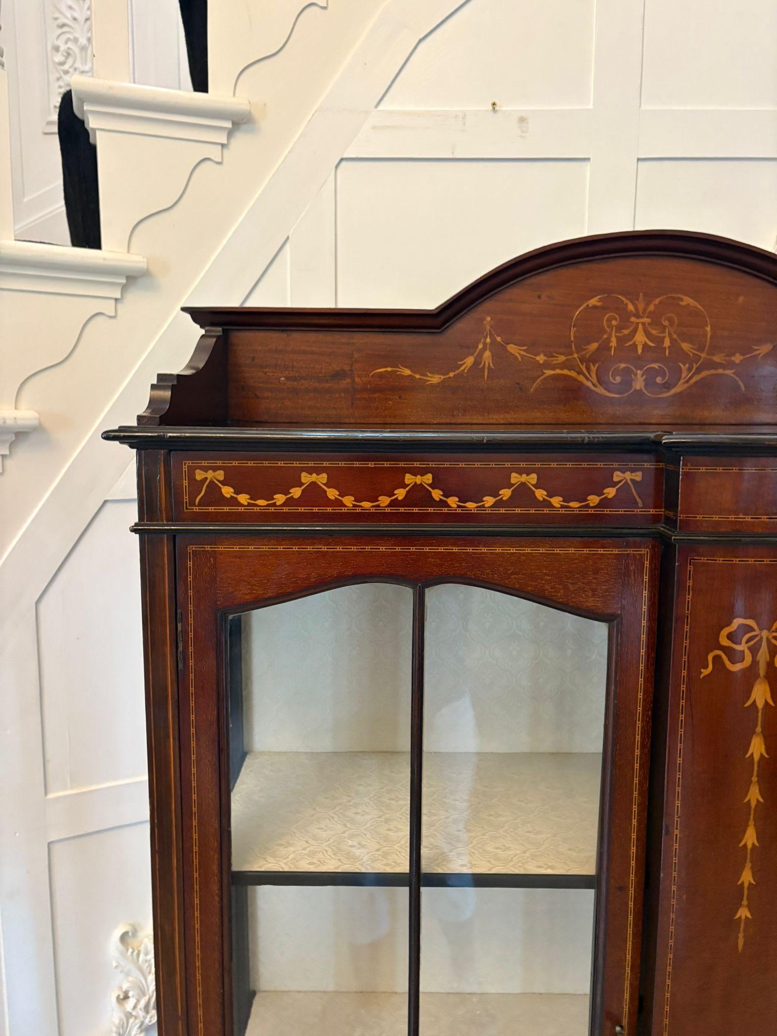 Antique Edwardian Quality Mahogany Inlaid Satinwood Display Cabinet 3