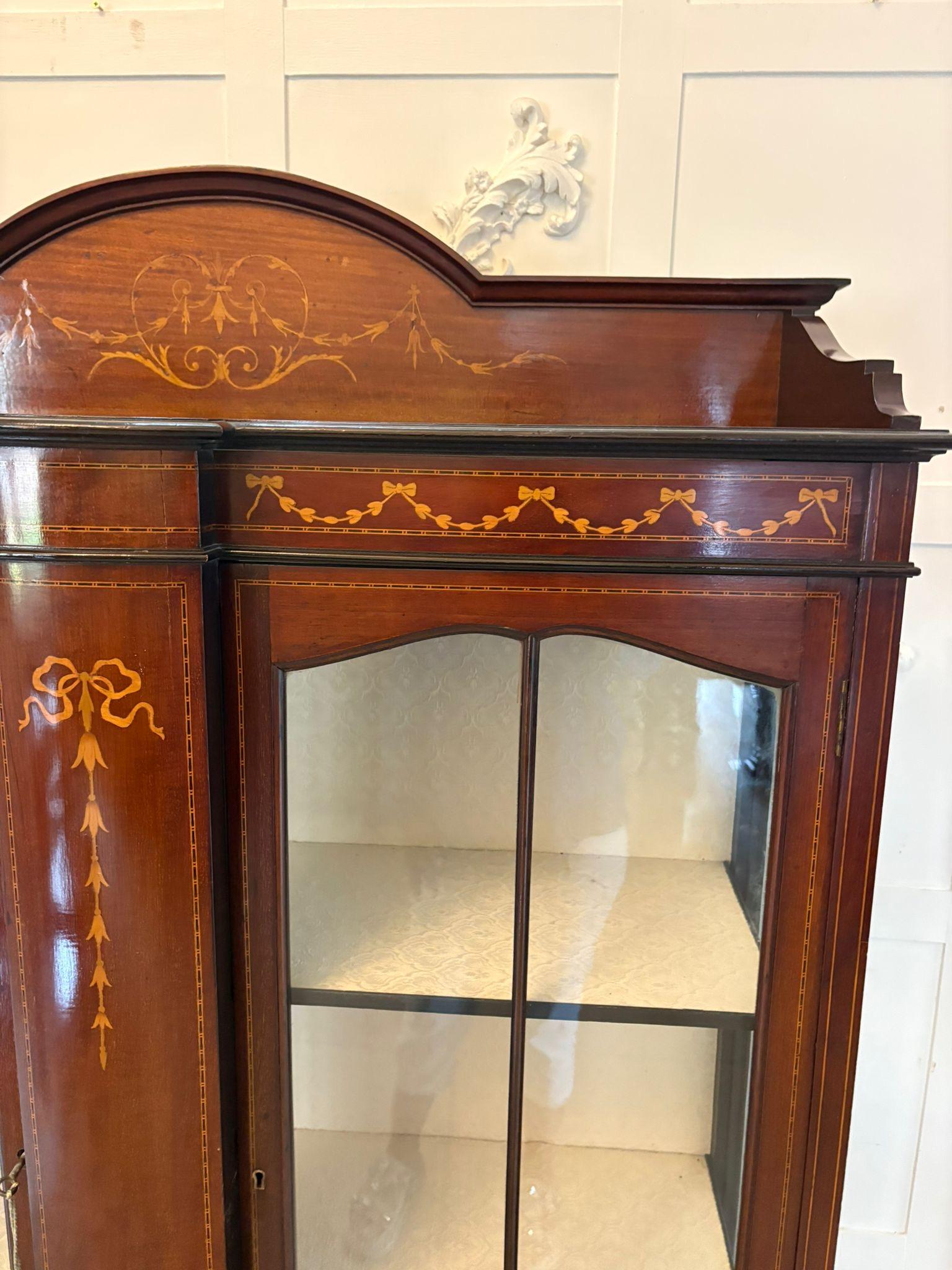 Intarsio Antique Edwardian Quality Mahogany Inlaid Satinwood Display Cabinet