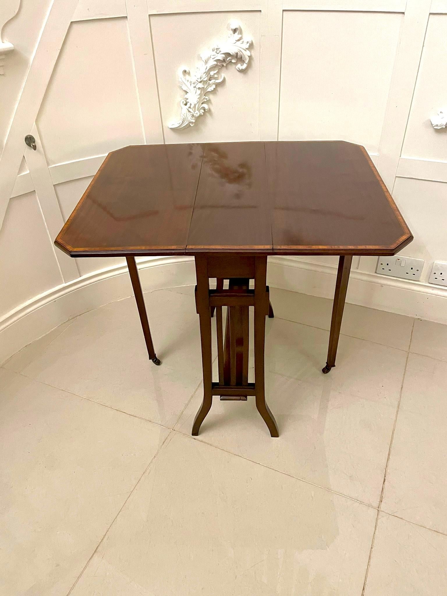 English Antique Edwardian Quality Mahogany Inlaid Sutherland Table For Sale