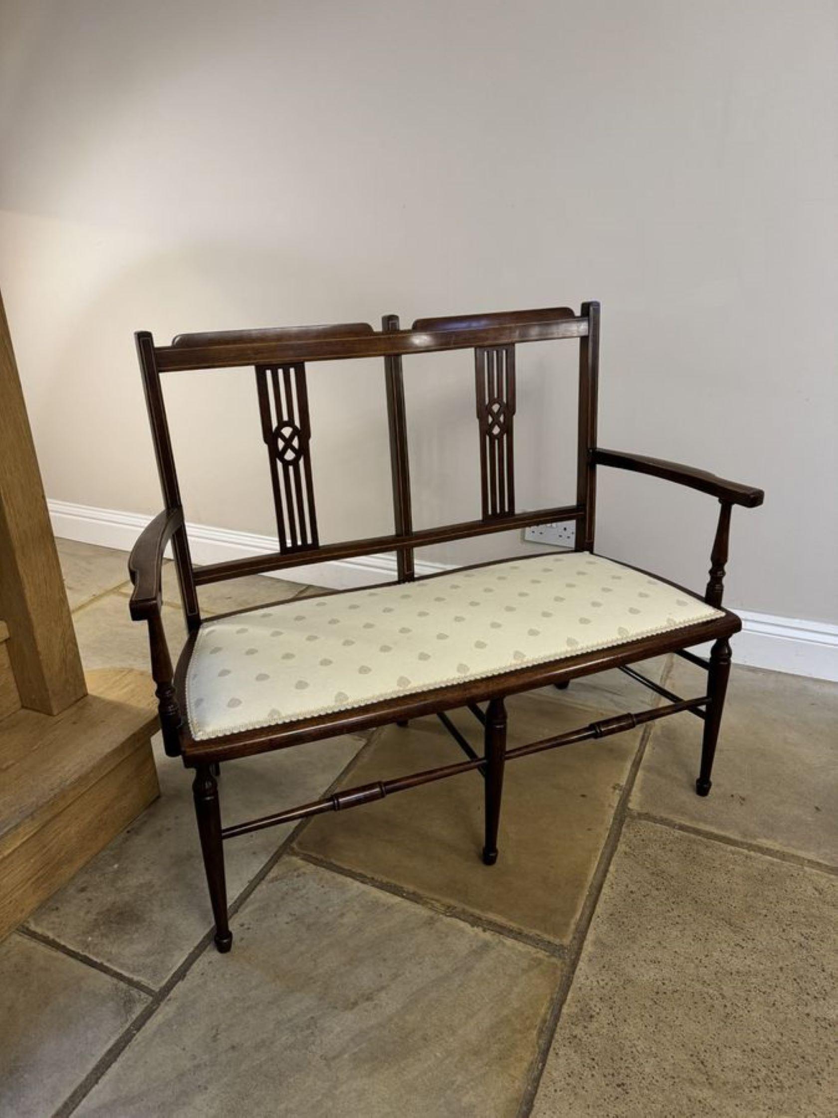 Antique Edwardian quality mahogany inlaid three piece suite For Sale 5