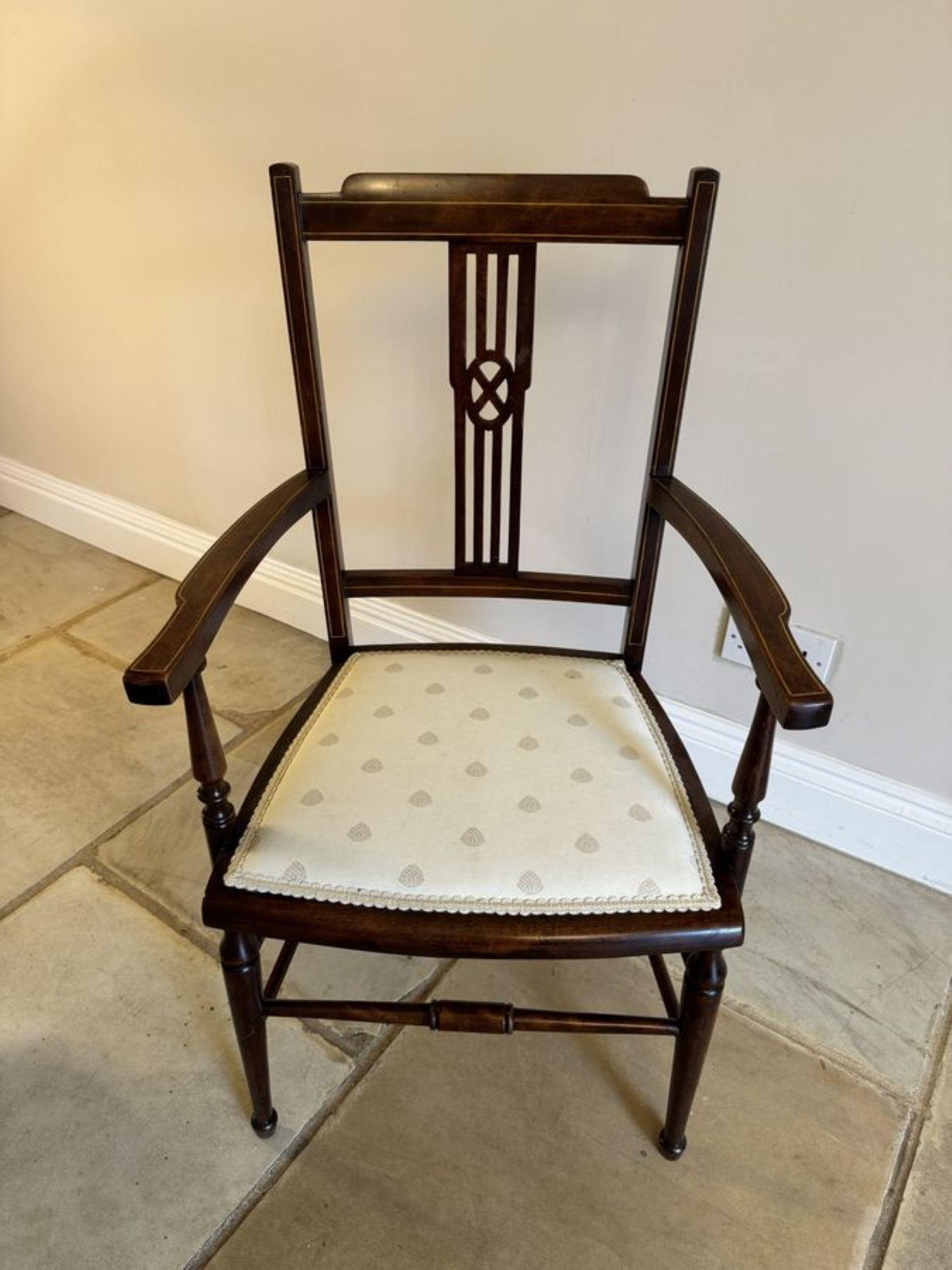 20th Century Antique Edwardian quality mahogany inlaid three piece suite For Sale