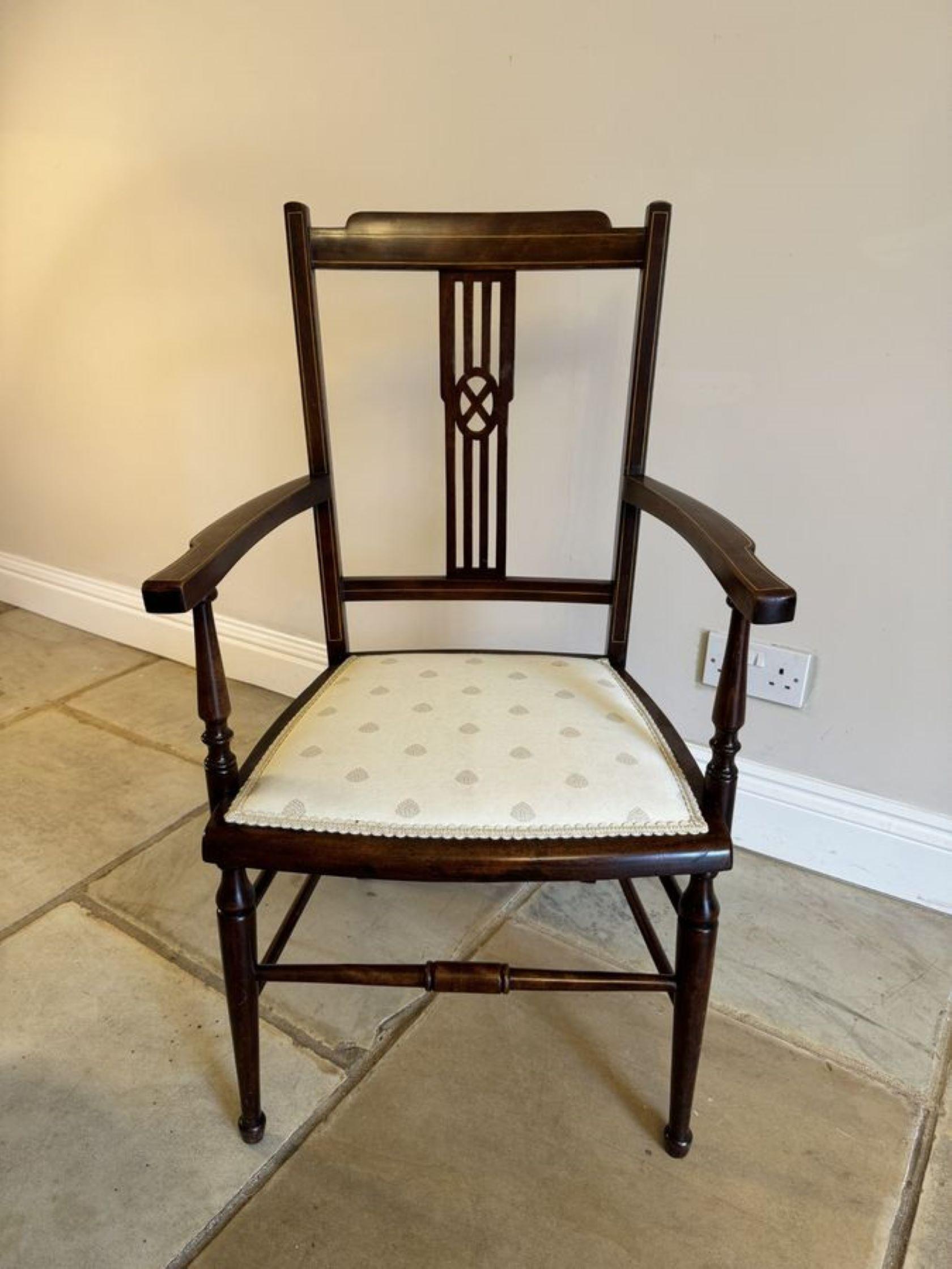 Antique Edwardian quality mahogany inlaid three piece suite For Sale 1