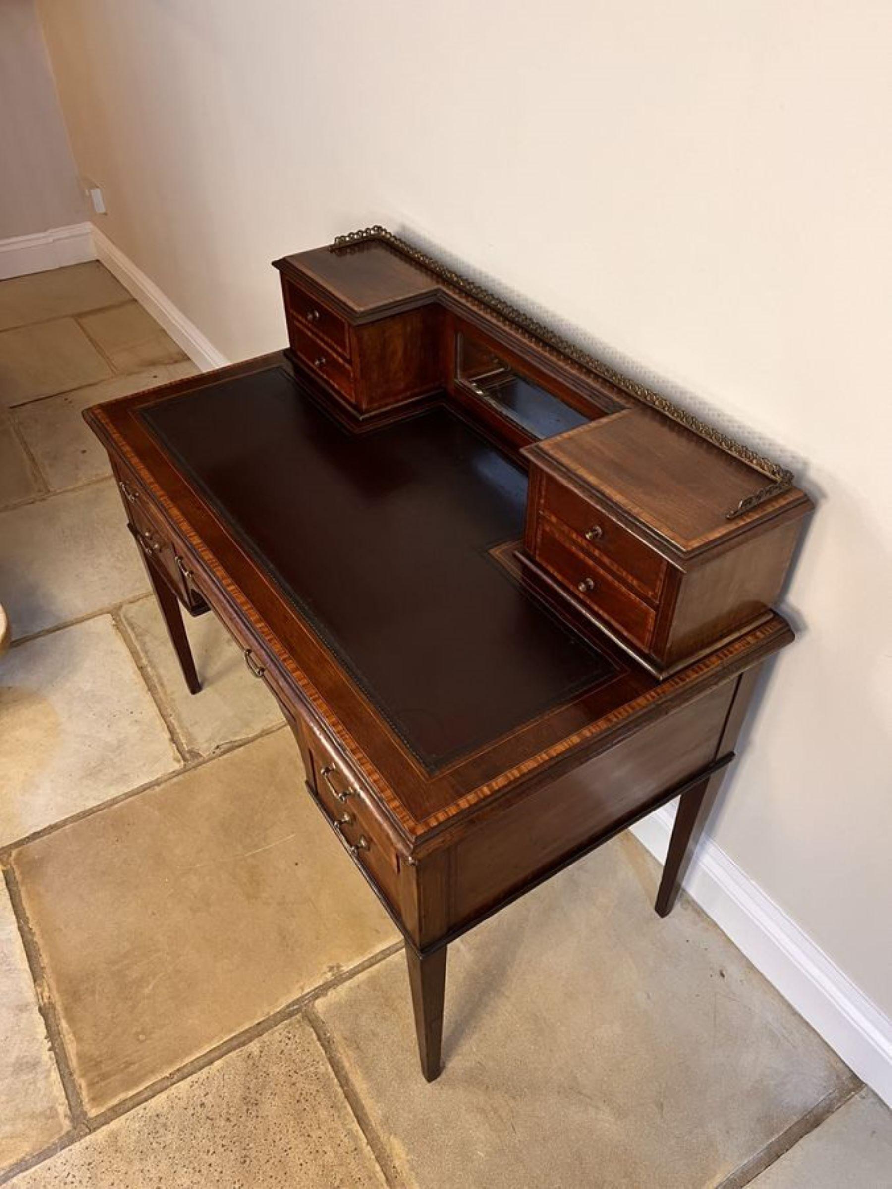 20th Century Antique Edwardian quality mahogany inlaid writing desk For Sale