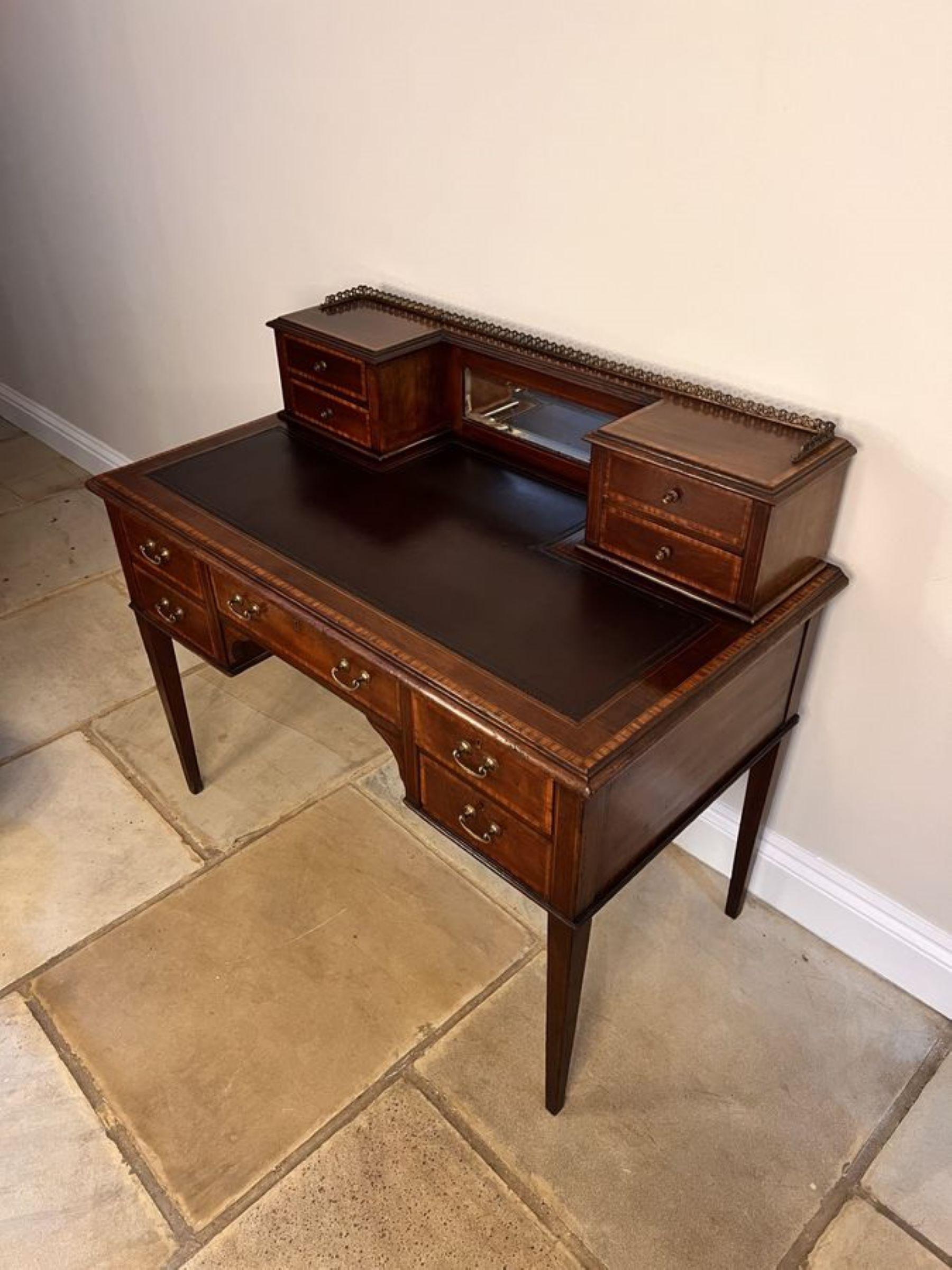 Antique Edwardian quality mahogany inlaid writing desk For Sale 2