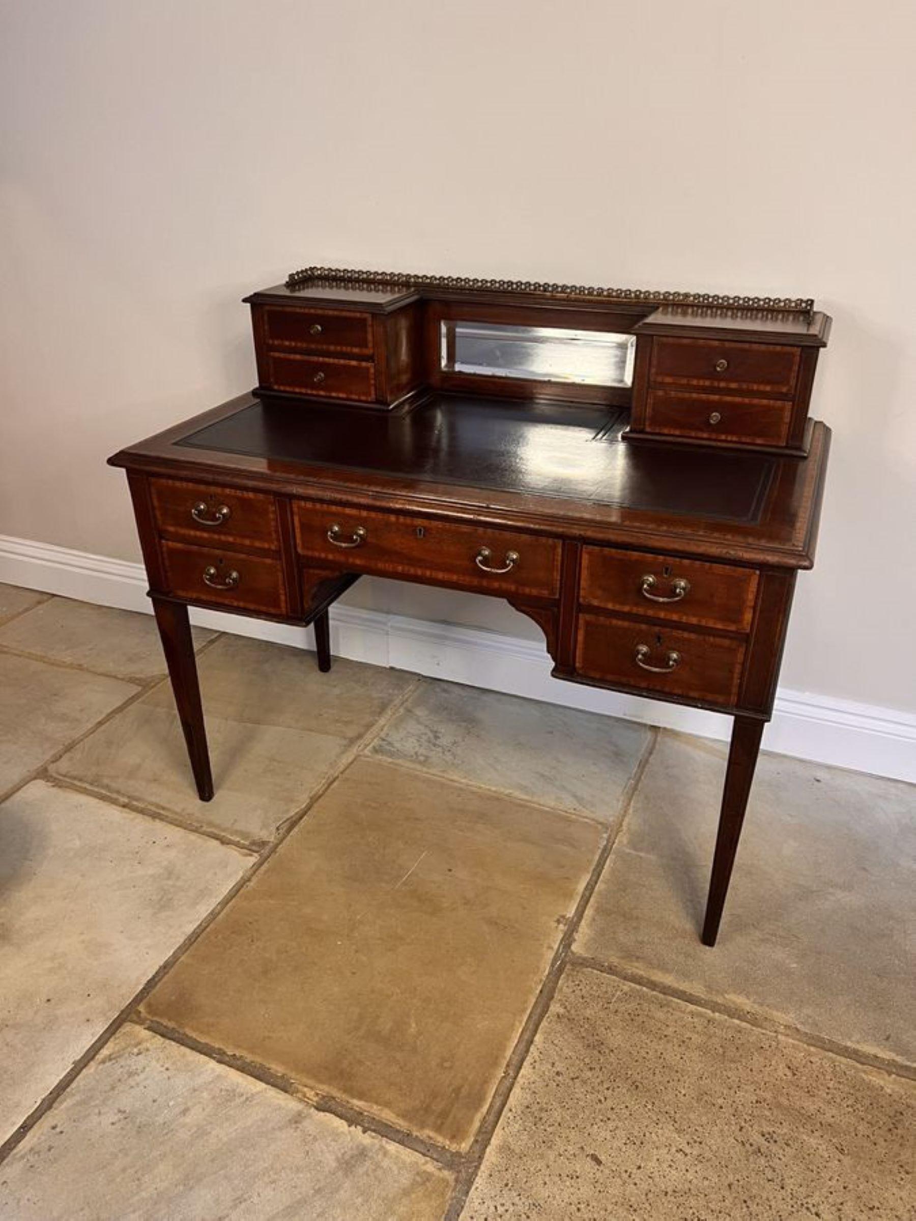 Antique Edwardian quality mahogany inlaid writing desk For Sale 4