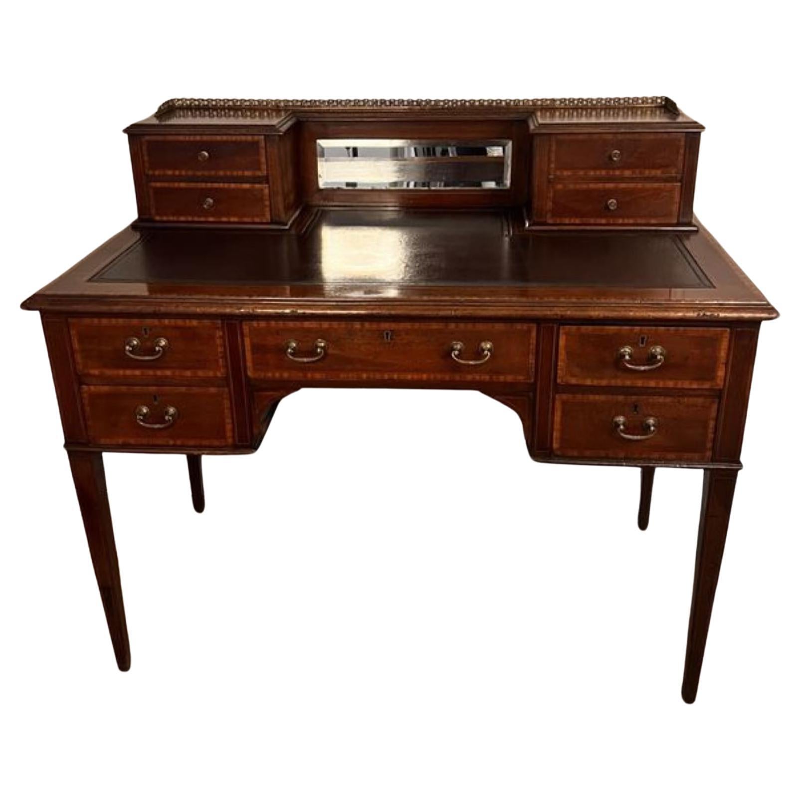 Antique Edwardian quality mahogany inlaid writing desk For Sale
