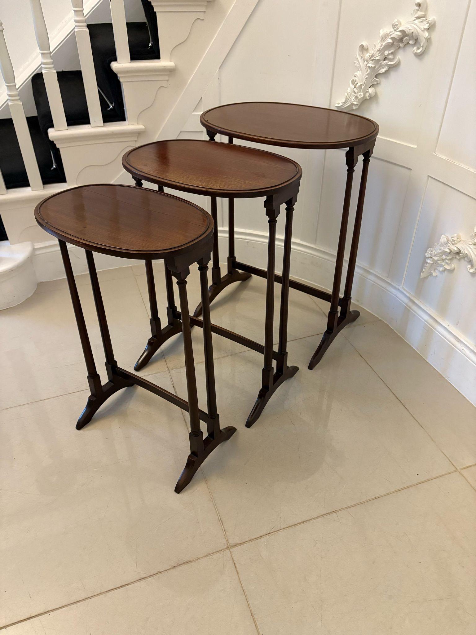 Antique Edwardian Quality Mahogany Nest of 3 Tables In Good Condition For Sale In Suffolk, GB