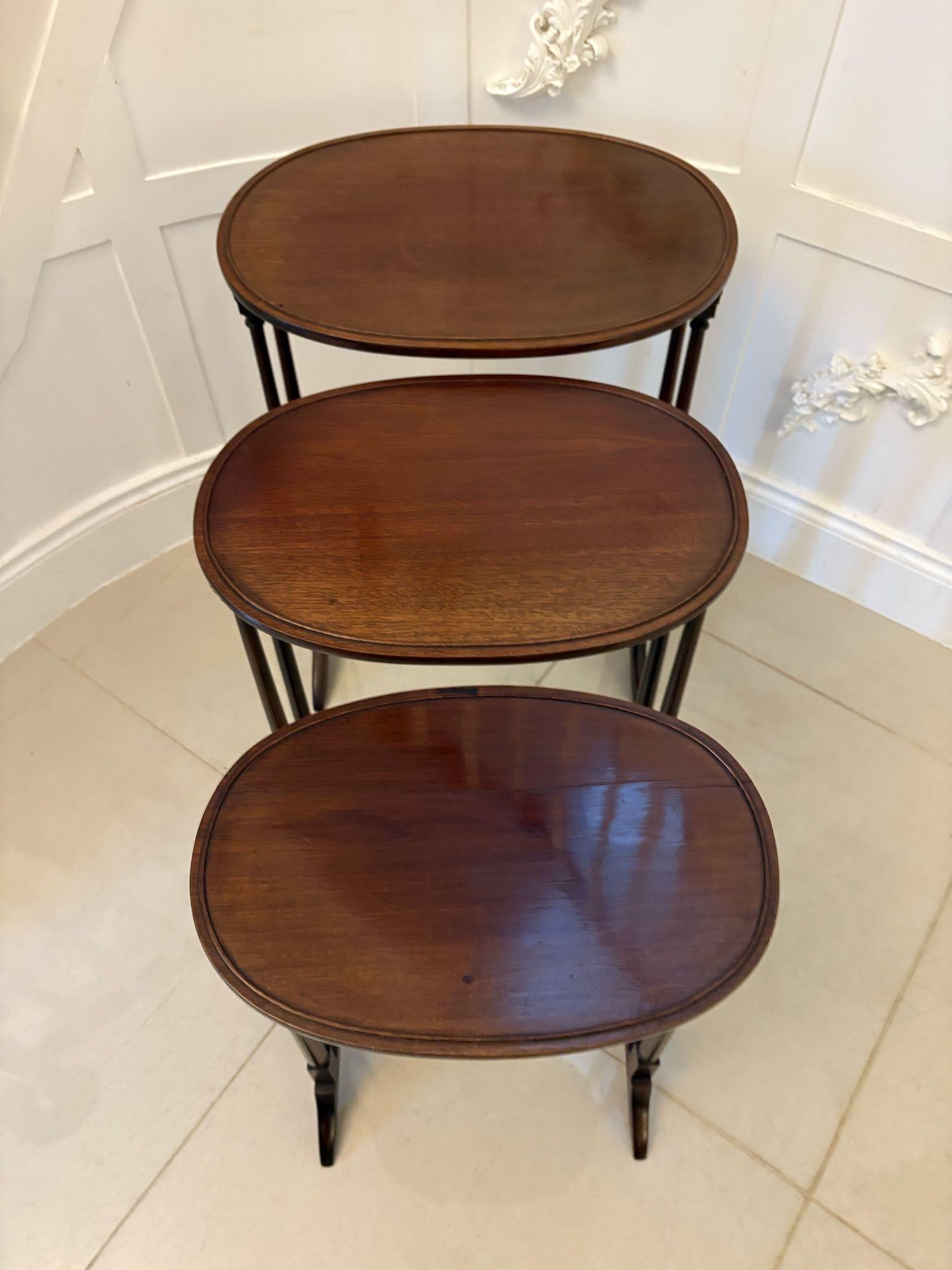 20th Century Antique Edwardian Quality Mahogany Nest of 3 Tables For Sale