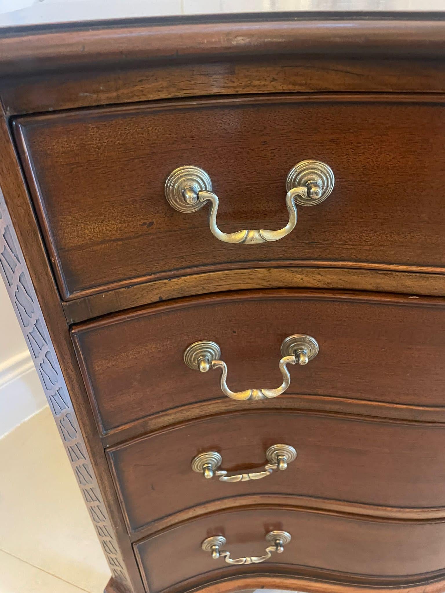 20th Century Antique Edwardian Quality Mahogany Serpentine Shaped Chest of 4 Drawers  For Sale