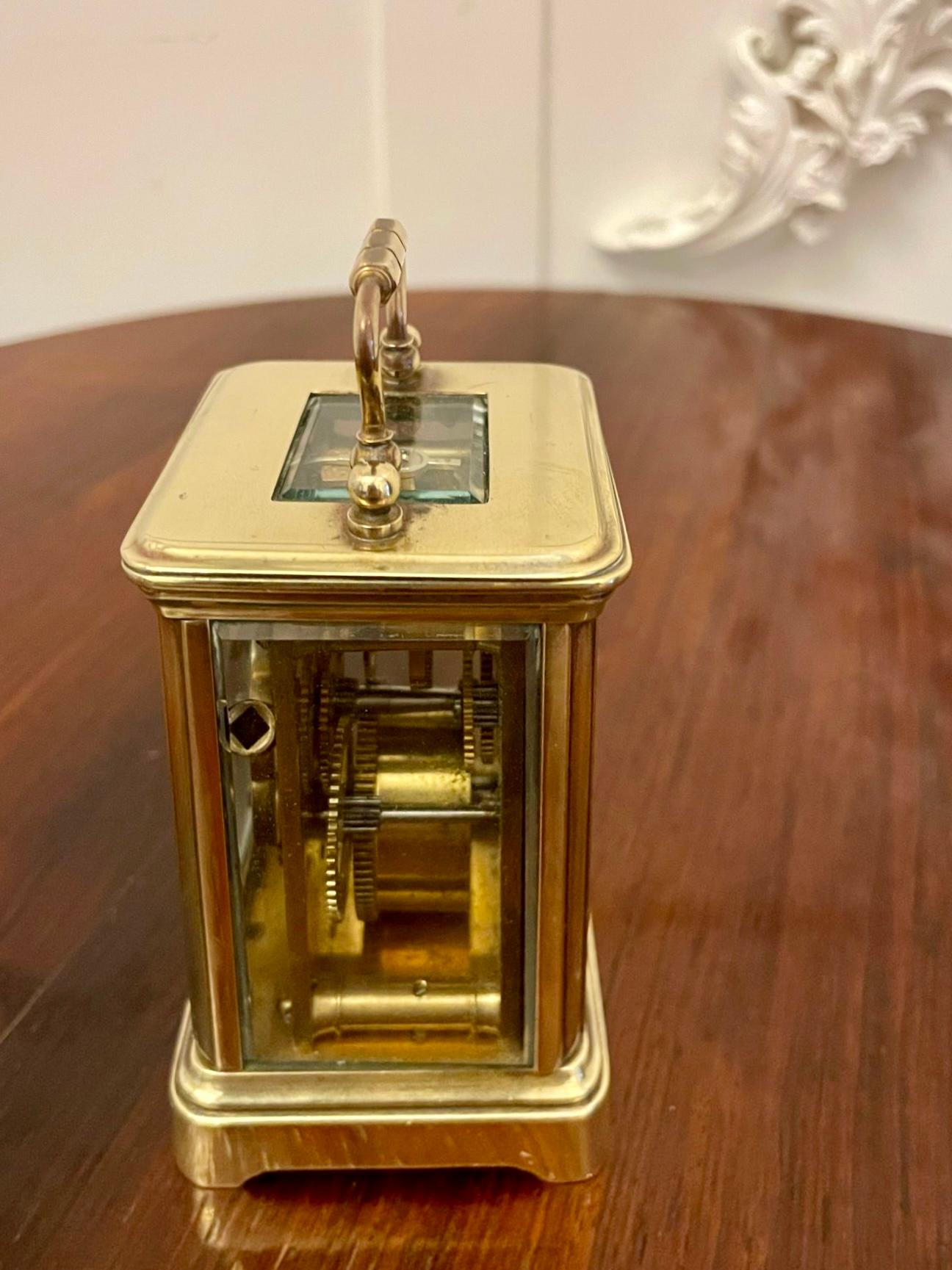Antike Edwardian Qualität Miniatur Messing Kutsche Uhr von J C Vickery, London (Englisch) im Angebot