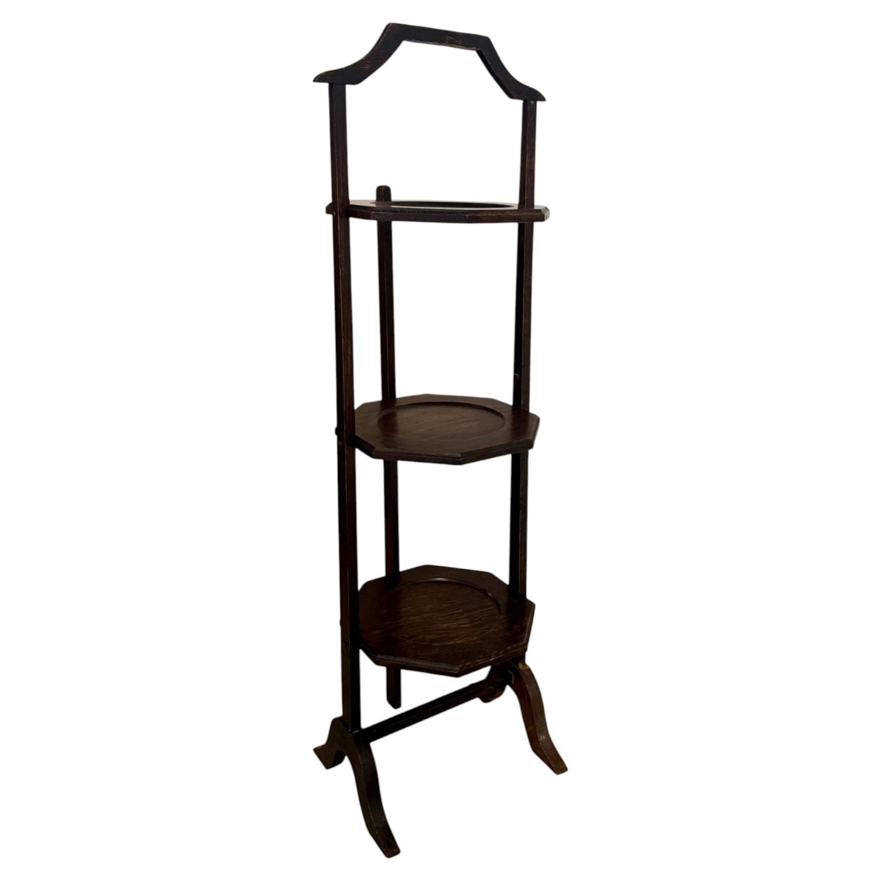 Antique Edwardian quality oak folding cake stand For Sale