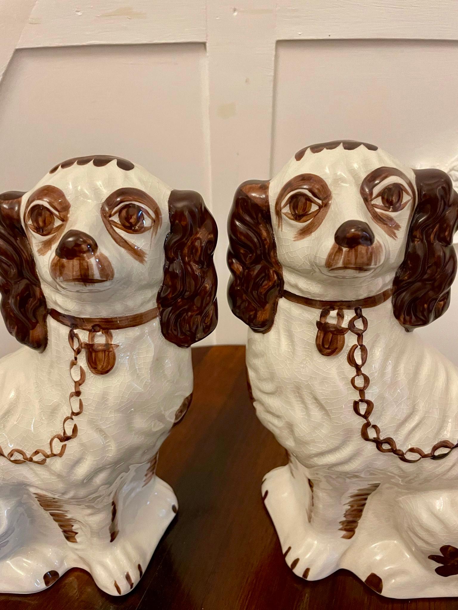 Antique Edwardian Quality Pair of Staffordshire Dogs For Sale 2
