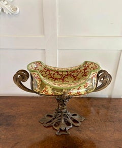 Antique Edwardian Quality Porcelain and Brass Centrepiece