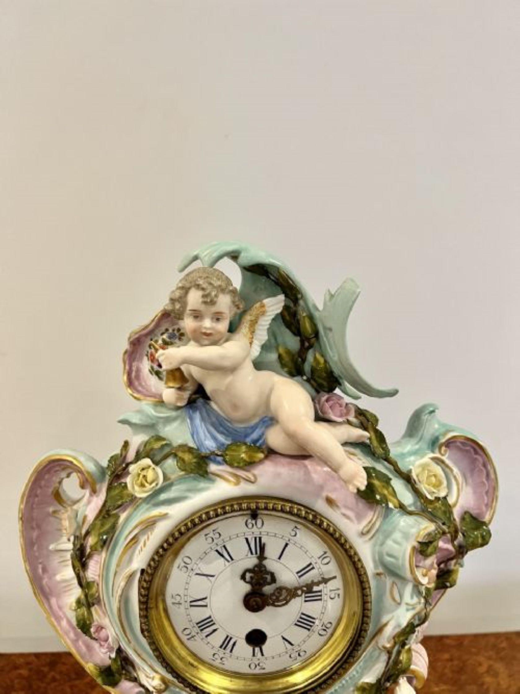 Antique Edwardian Quality Porcelain Mantel Clock 1