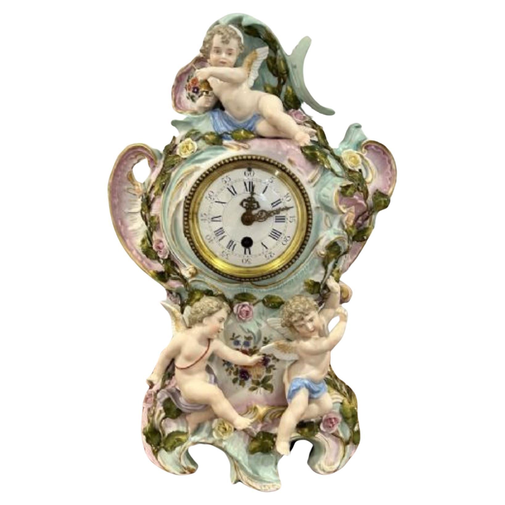 Antique Edwardian Quality Porcelain Mantel Clock
