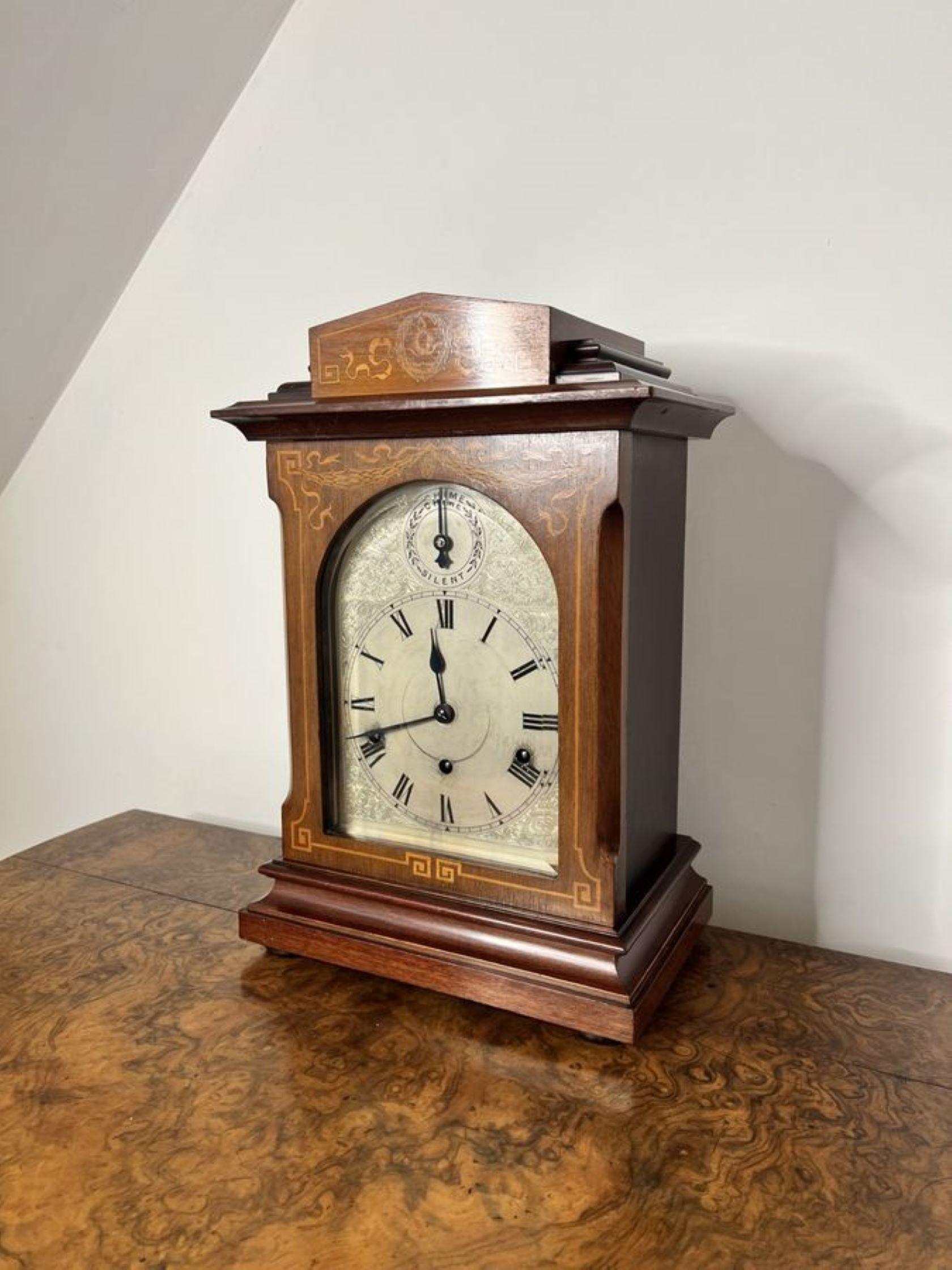 Antique Edwardian quality rosewood inlaid chiming 8 day mantle clock  For Sale 1
