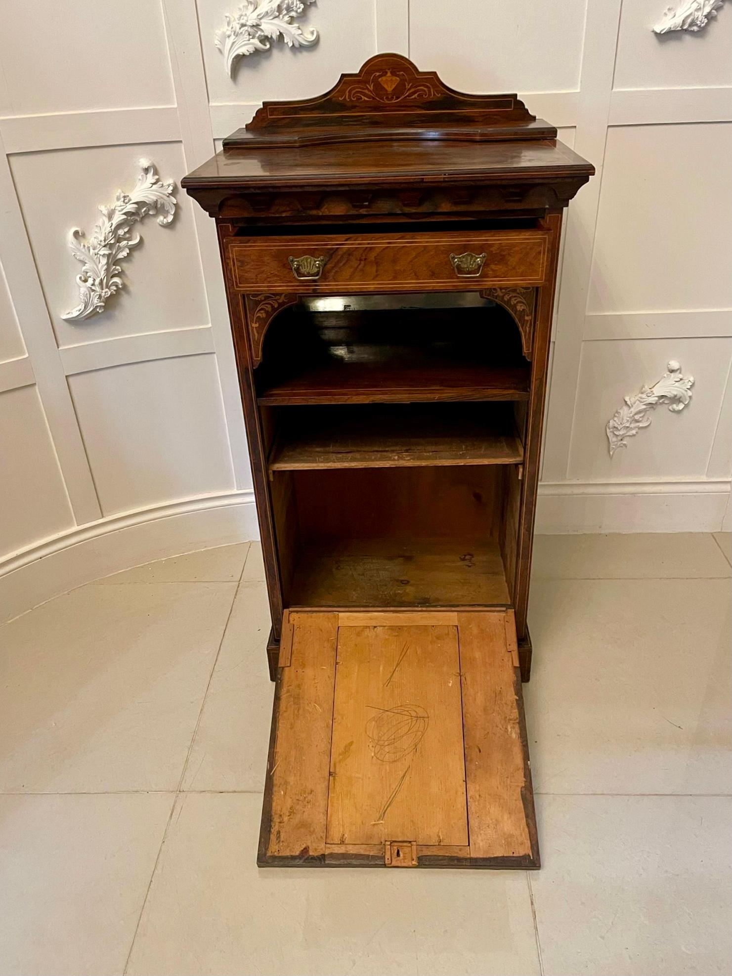 Antique Edwardian Quality Rosewood Inlaid Side Cabinet For Sale 1