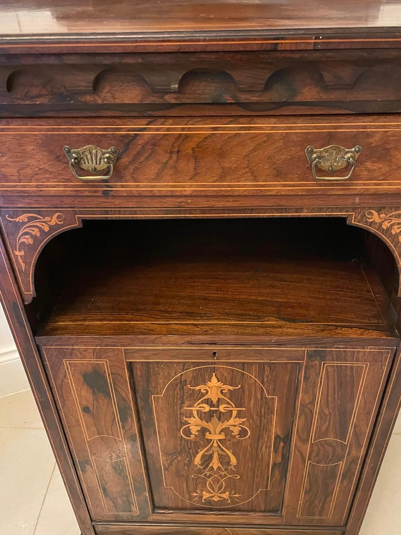 Antique Edwardian Quality Rosewood Inlaid Side Cabinet For Sale 2