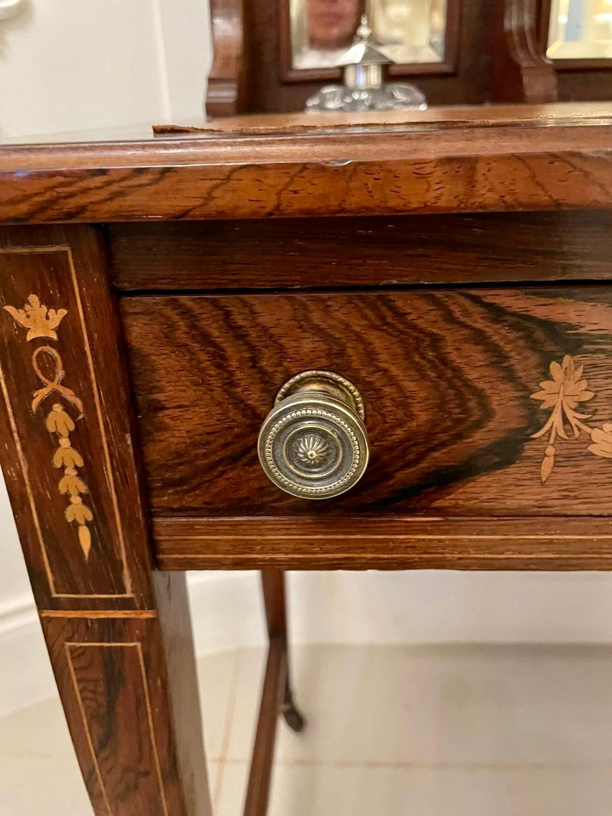 Antiker Schreibtisch aus Palisanderholz mit Intarsien in edwardianischer Qualität im Angebot 1
