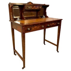 Antique Edwardian Quality Rosewood Marquetry Inlaid Writing Desk
