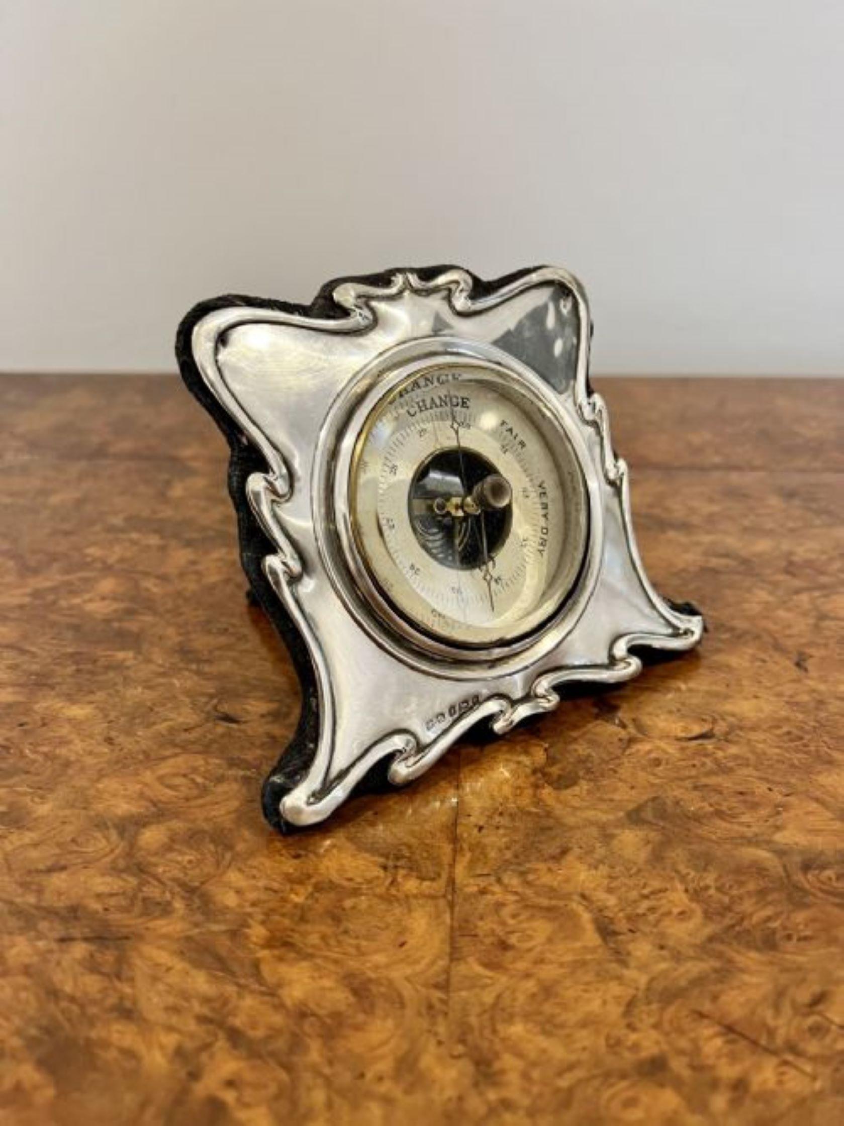 20th Century Antique Edwardian quality silver framed desk barometer  For Sale