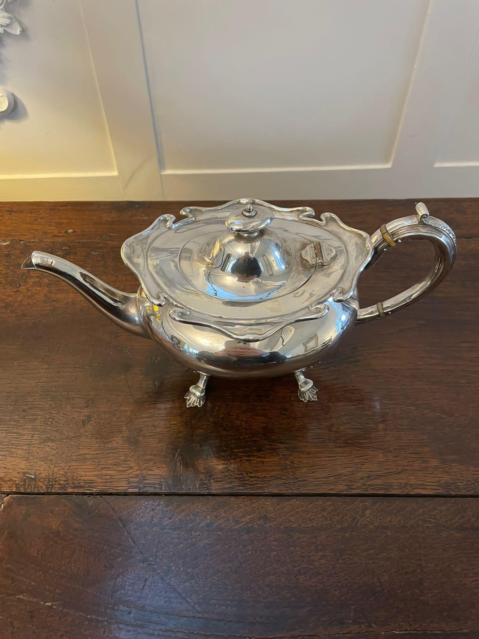 Antique Edwardian Quality Silver Plated 4 Piece Tea Set In Good Condition For Sale In Suffolk, GB
