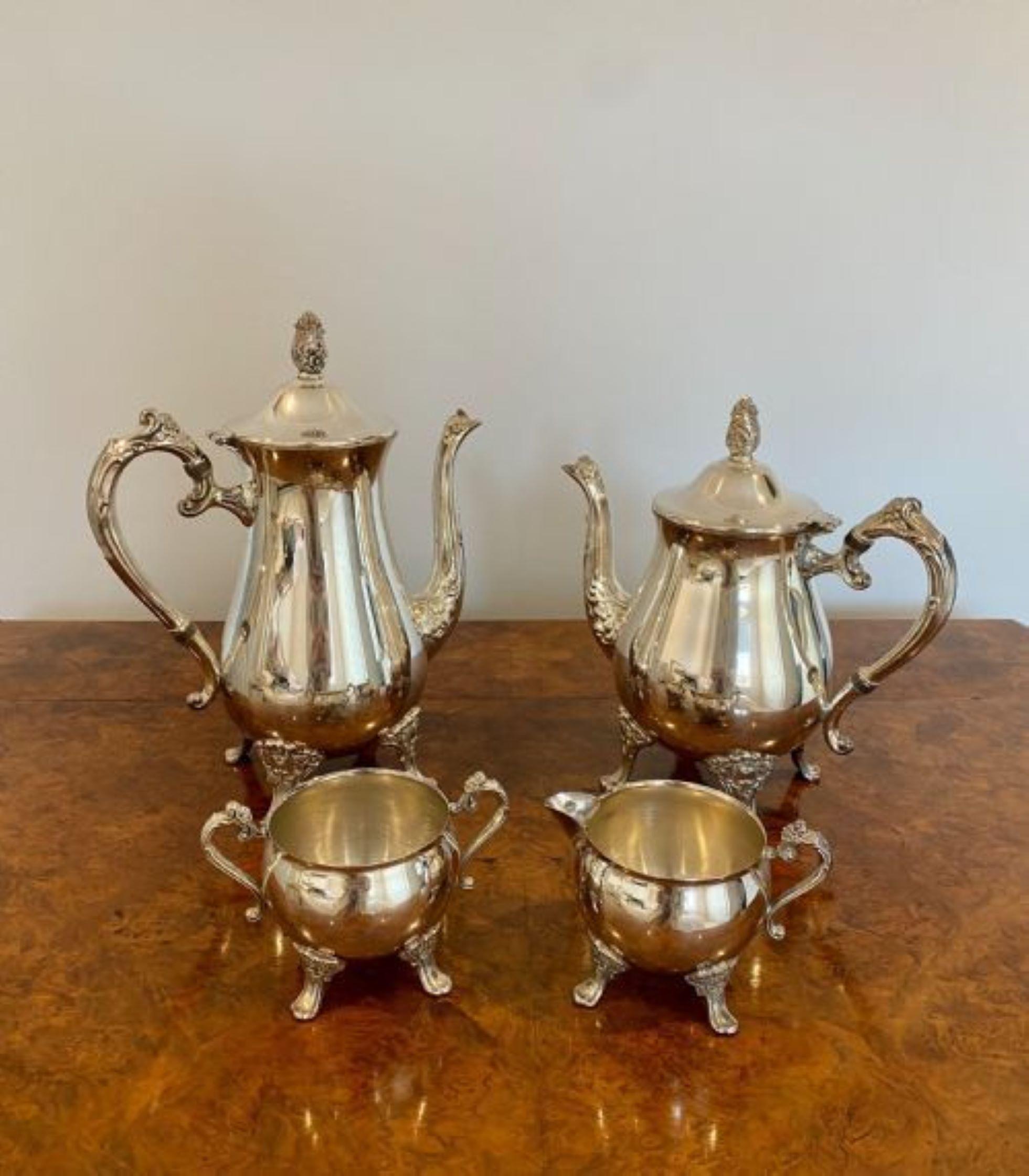 20th Century Antique Edwardian Quality Silver Plated Four Piece Tea Set For Sale
