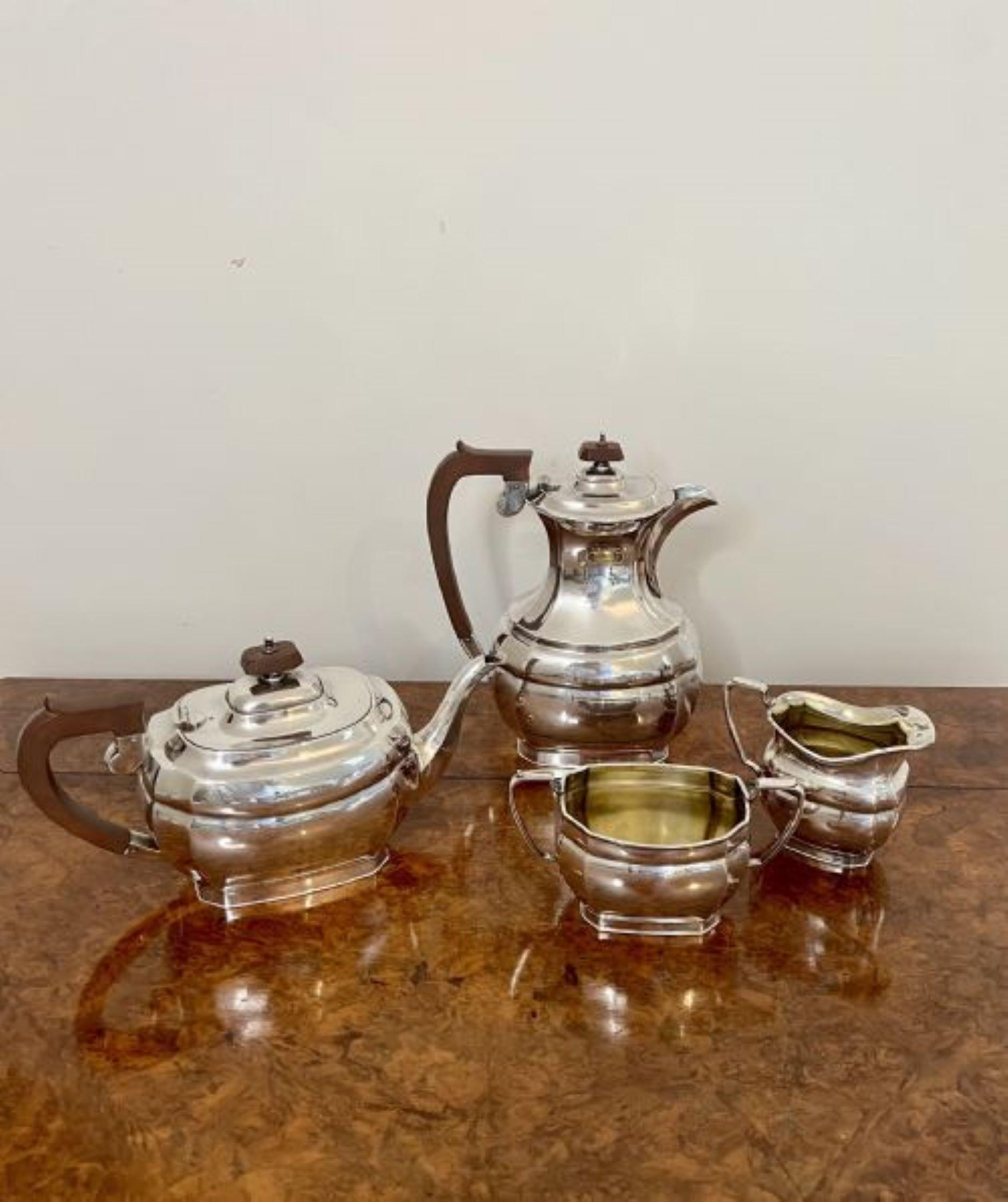 Antique Edwardian quality silver plated four piece tea set For Sale 2