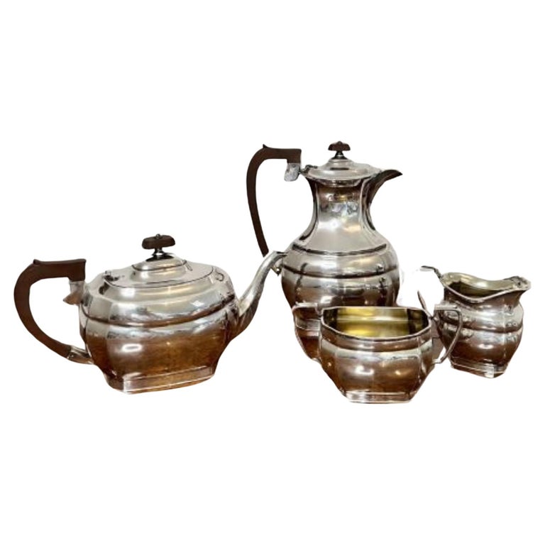 Antique Edwardian quality silver plated four piece tea set For