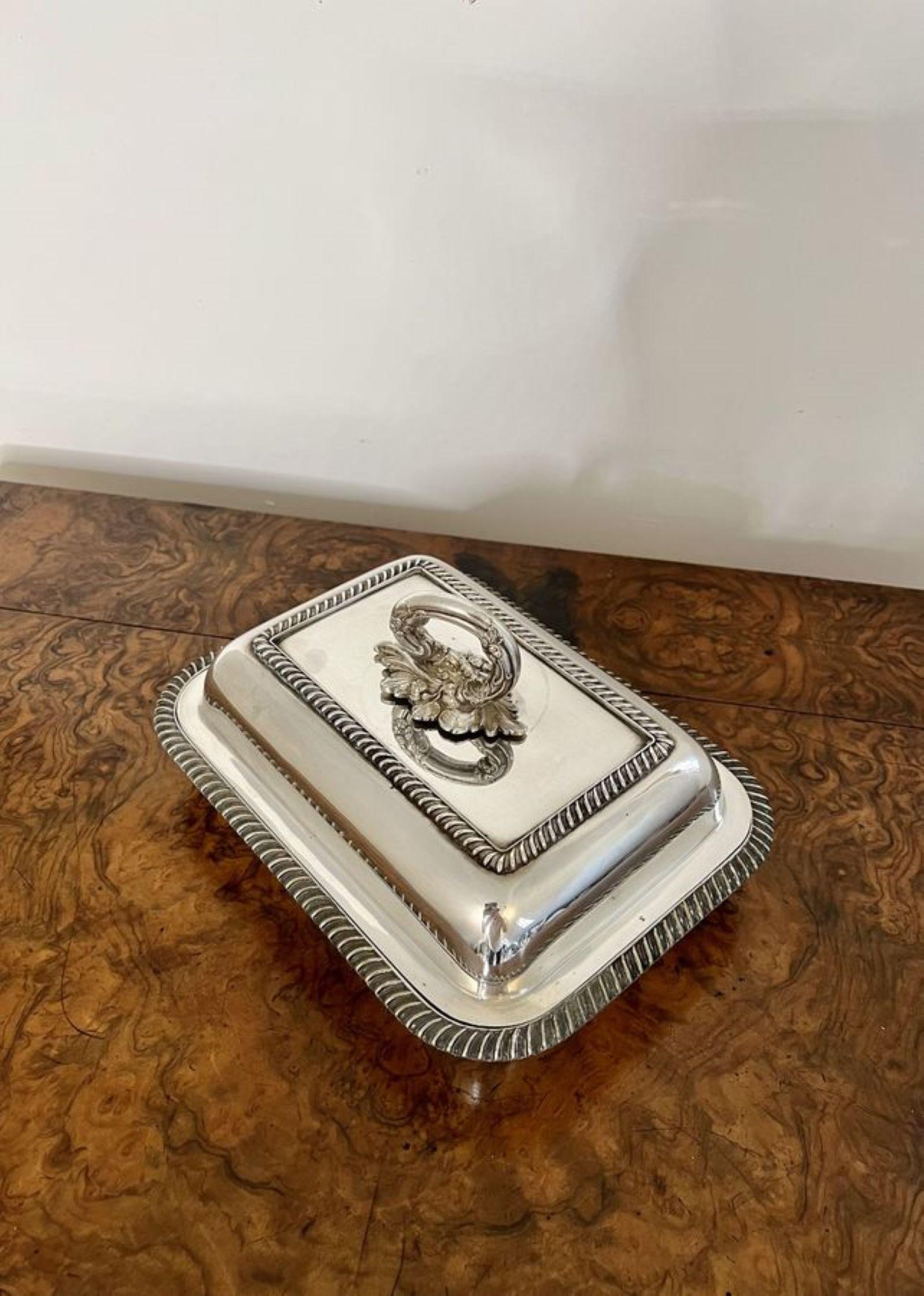 Antique Edwardian quality silver plated rectangular entrée dish For ...