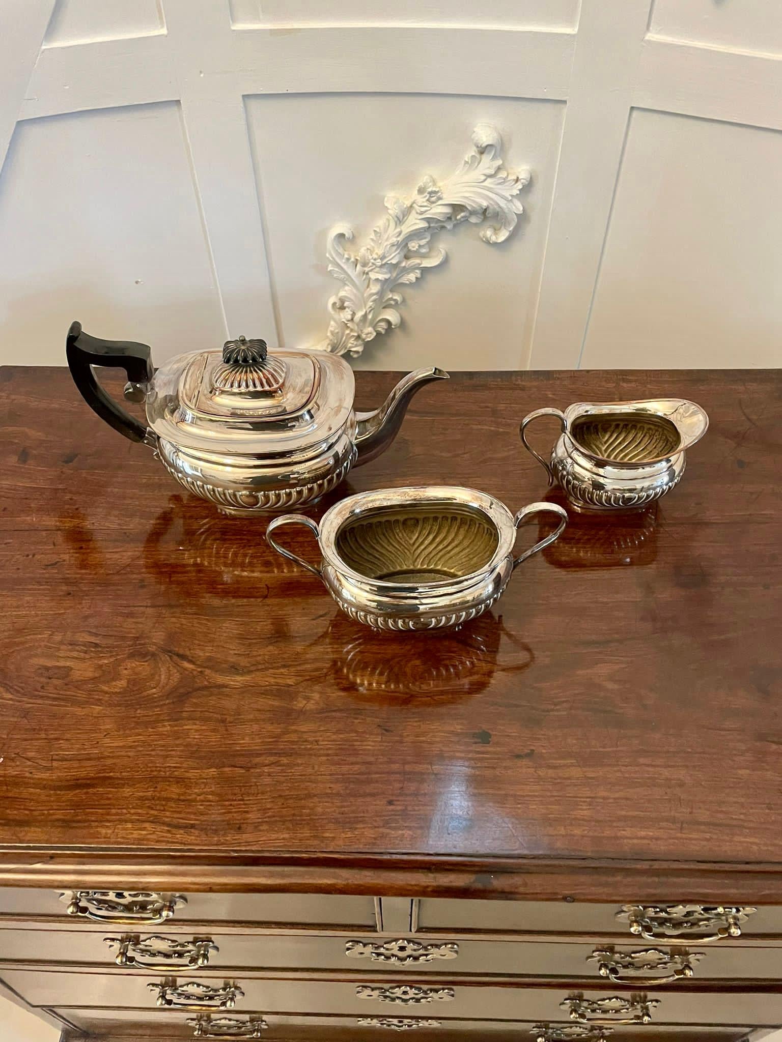  Antique Edwardian Quality Silver Plated Tea Set For Sale 5