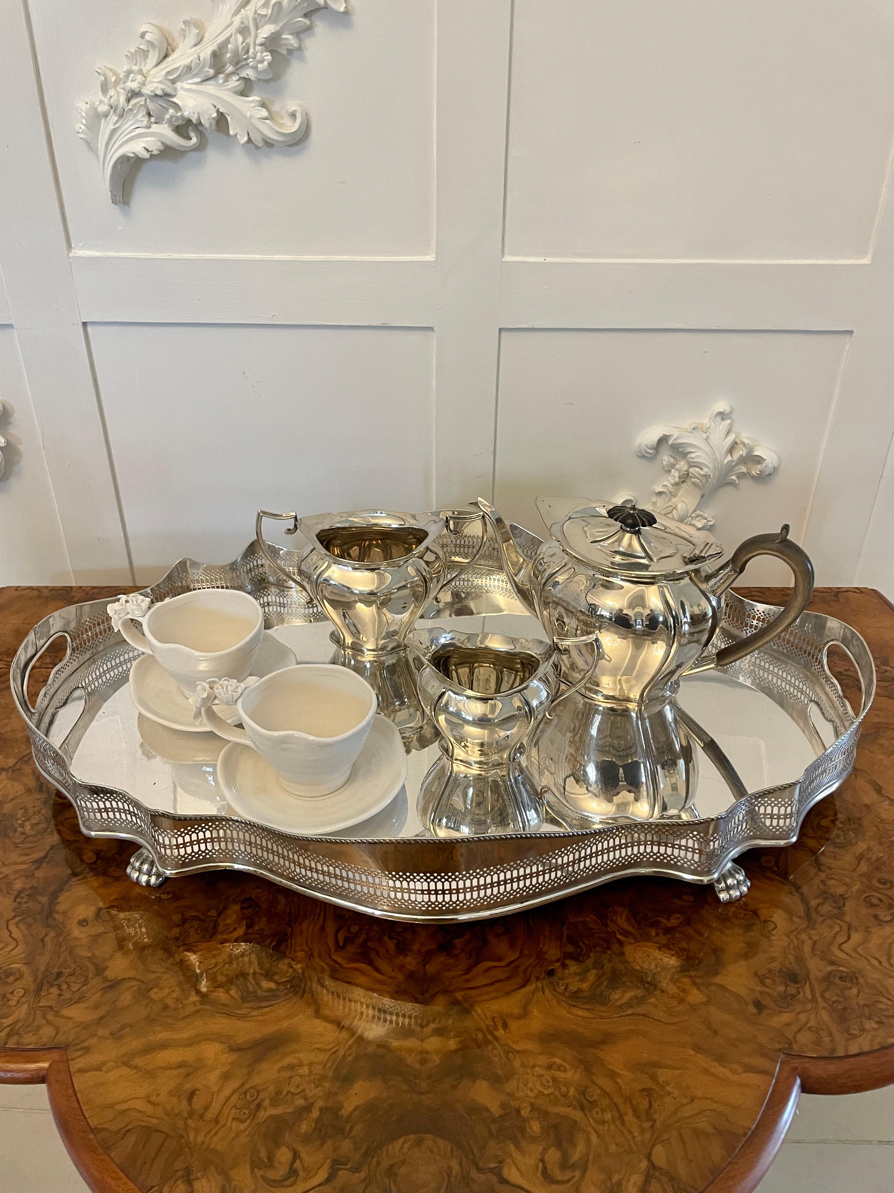 English Antique Edwardian Quality Silver Plated Tea Set For Sale